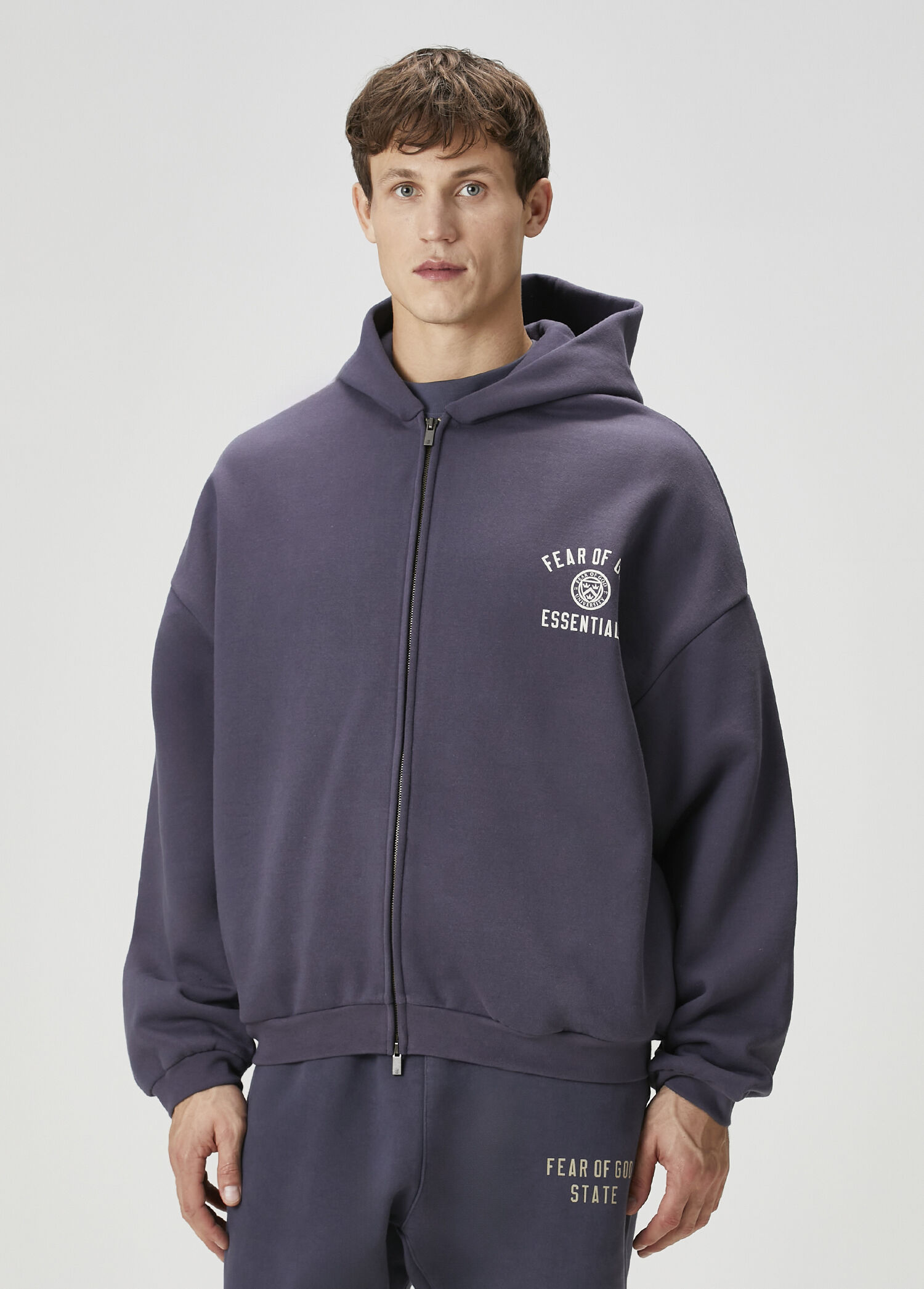 Fear Of God Essentials - Lacivert Kapüşonlu Logo Baskılı