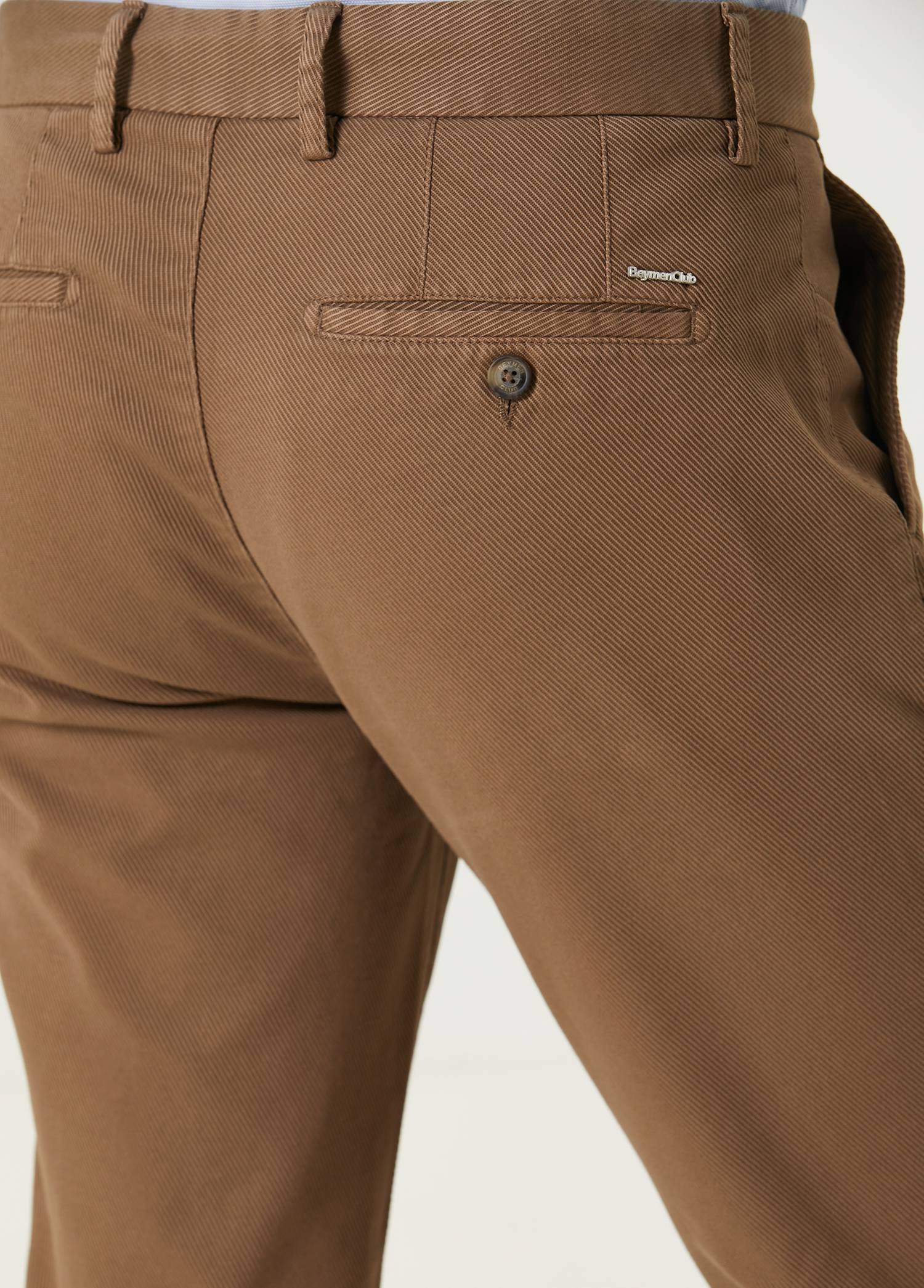 Slim Fit Vizon Twill Dokulu Chino Pantolon_4