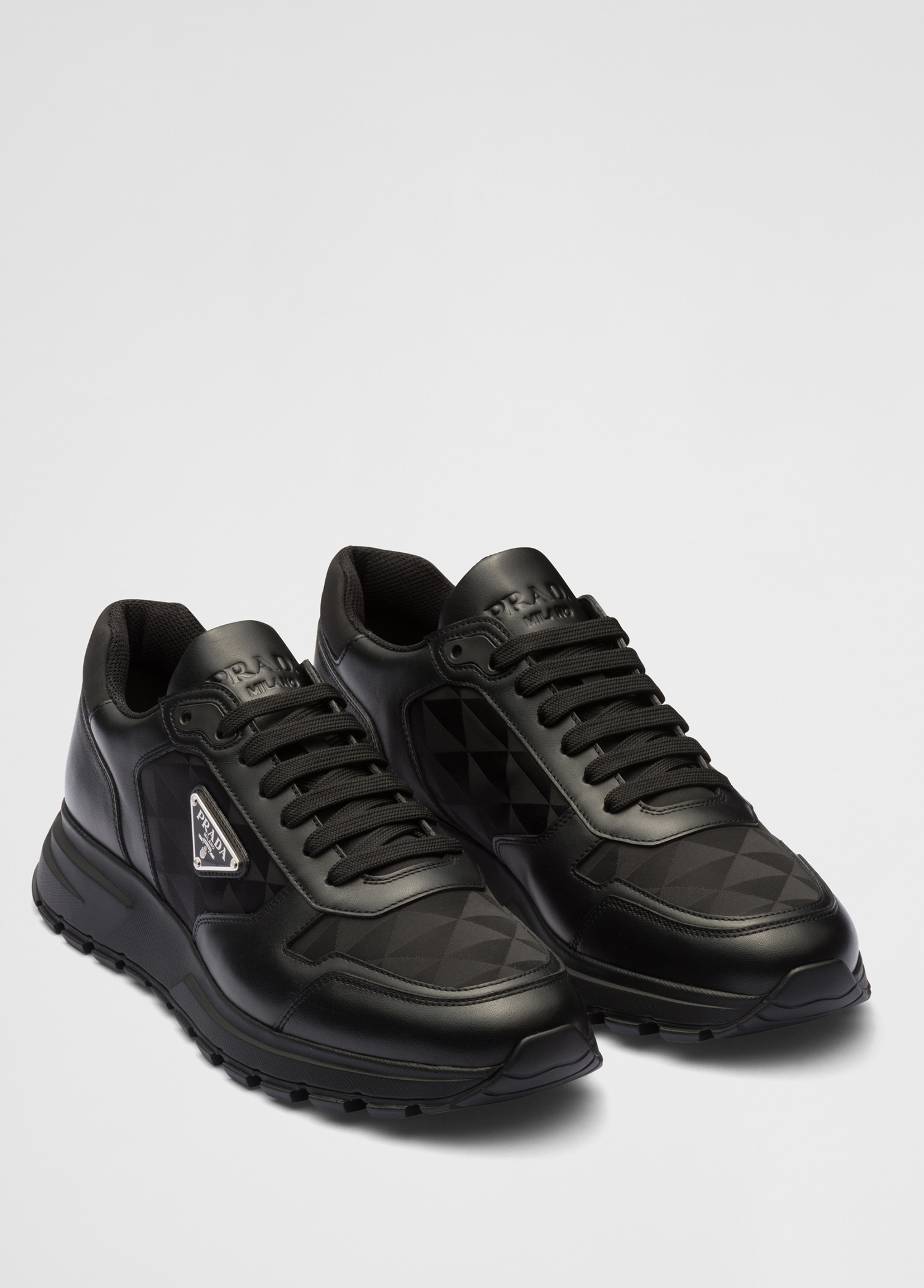 Siyah Prada Siyah Men High-Top Black Leather & Re-Nylon Men's