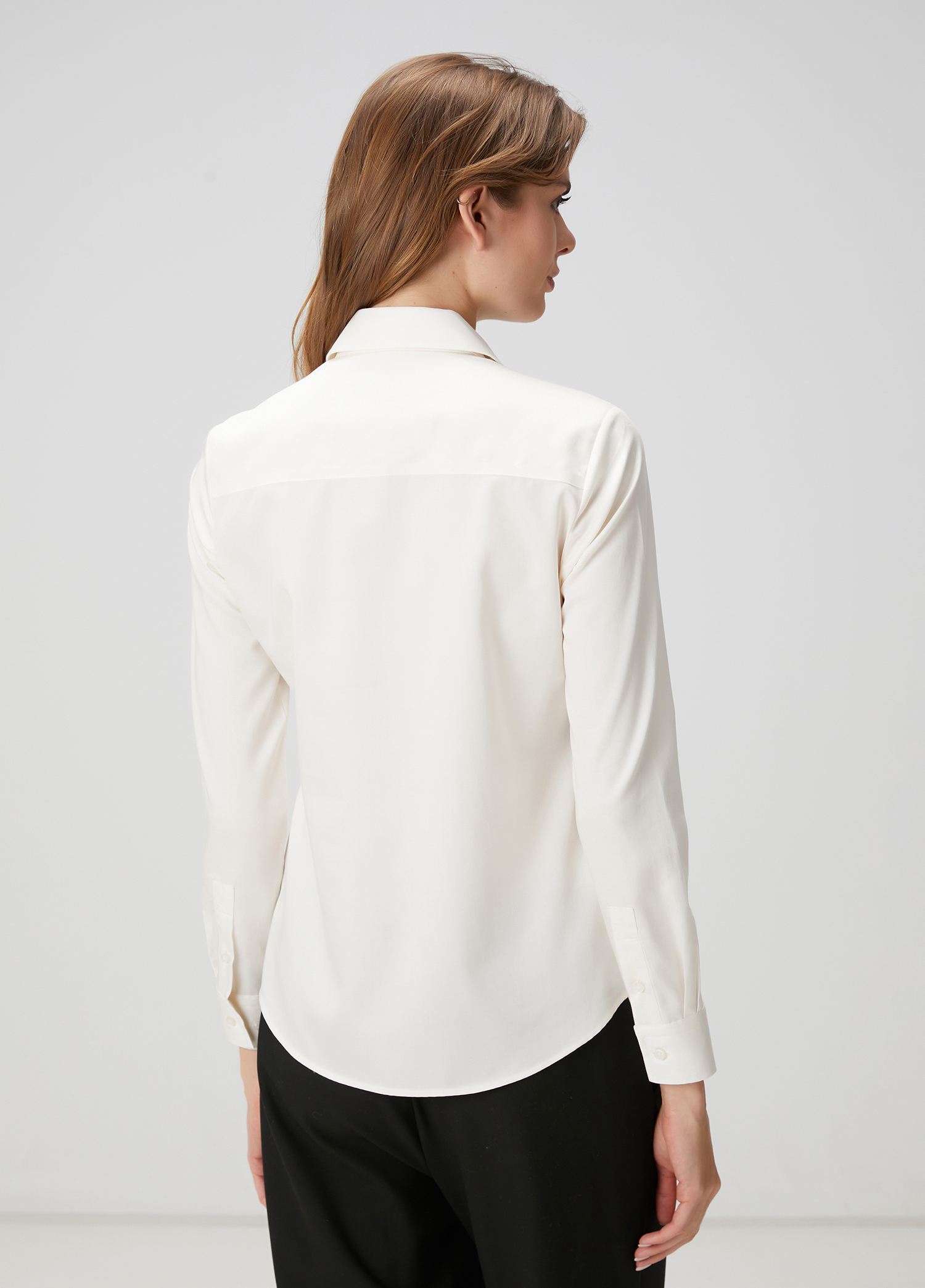 Slim Fit Non Iron Klasik Krem Gömlek_4