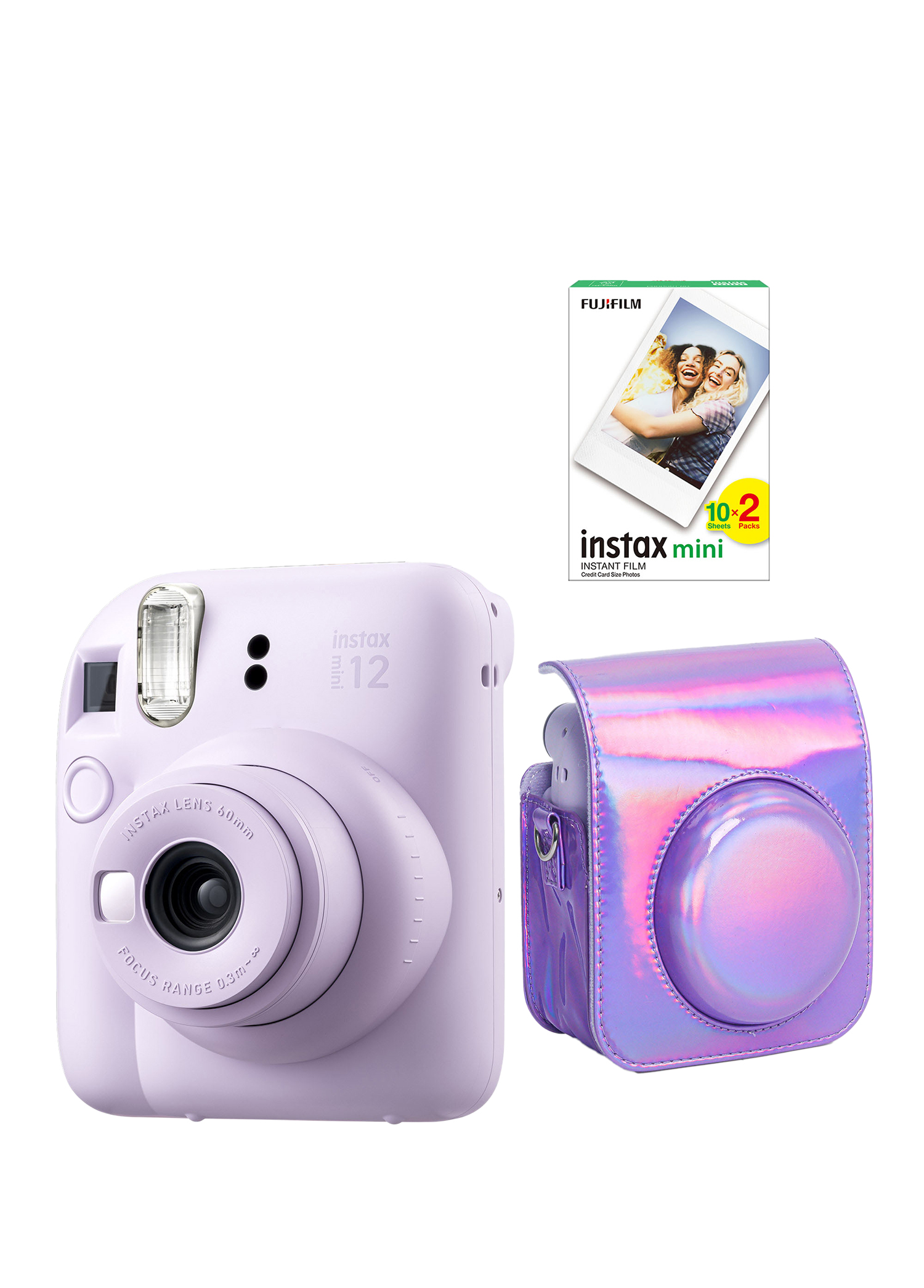 Instax Mini 12 Lila Fotoğraf Makinesi + 20'li Film Parlak Kılıflı