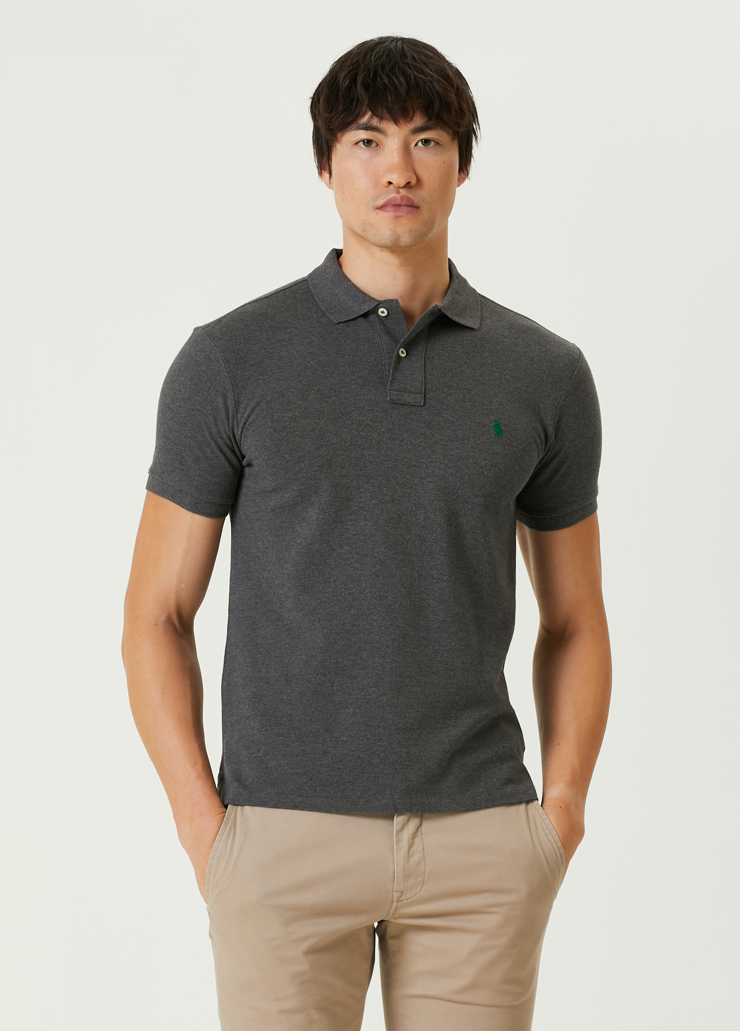 Açık Gri Polo Yaka T-shirt