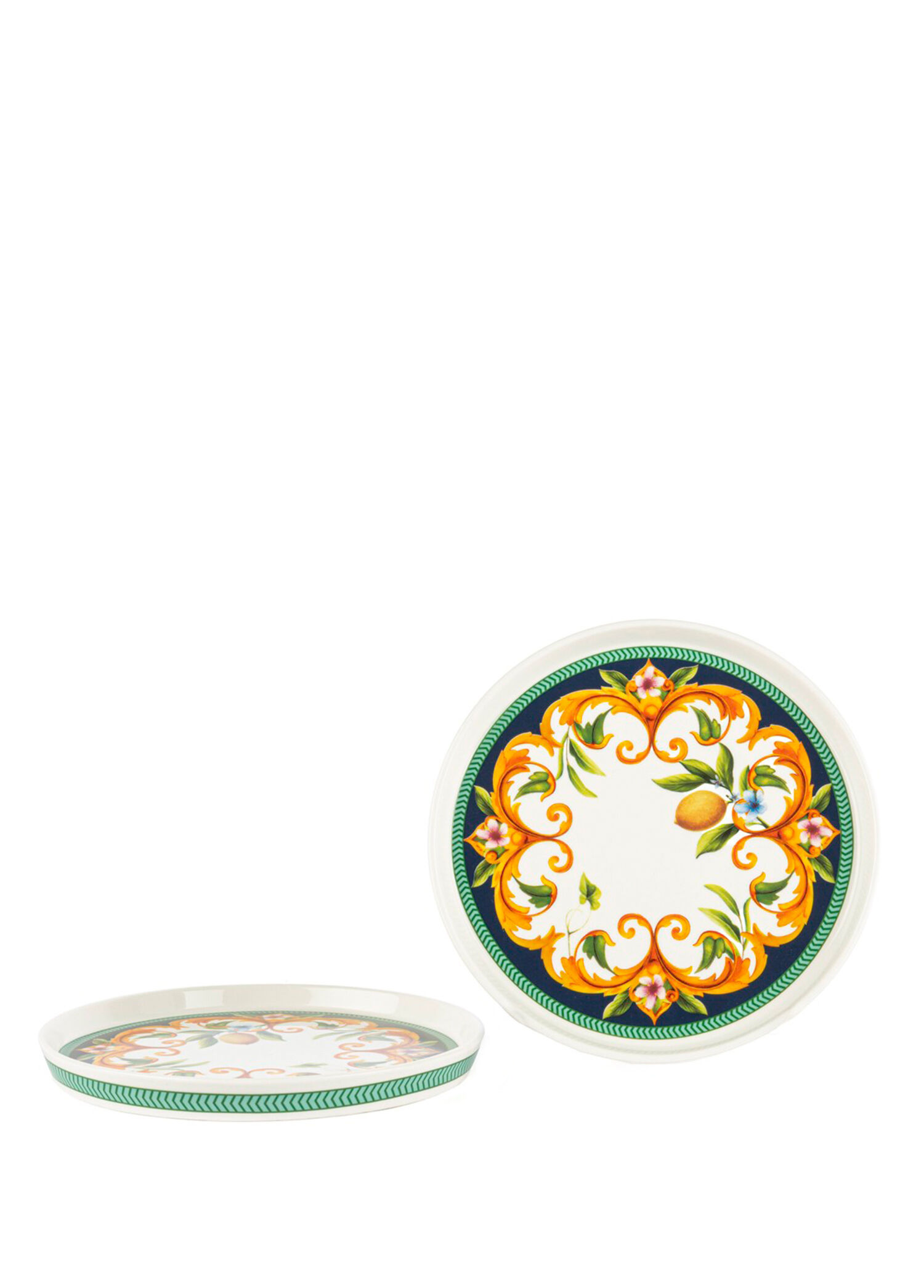 Capri Flora Renkli Porselen 2'li Sunum Tabağı 15 cm