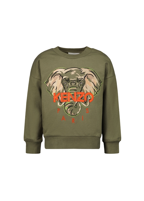 Kenzo Haki Fil Nakisli Erkek Bebek Sweatshirt Yesil