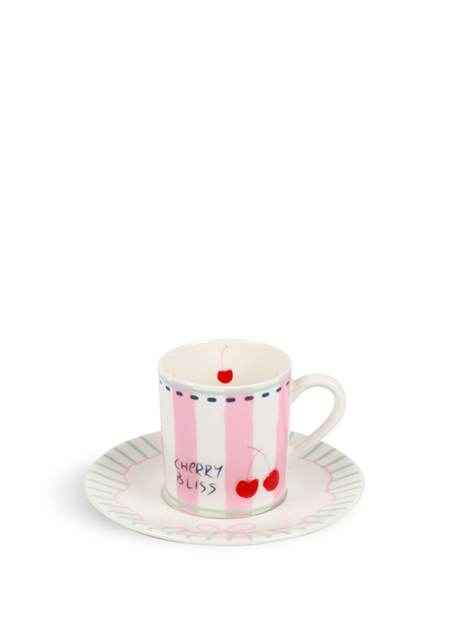 Bon App Collection Cherry Pembe Porselen Türk Kahvesi Fincanı ve Tabağı