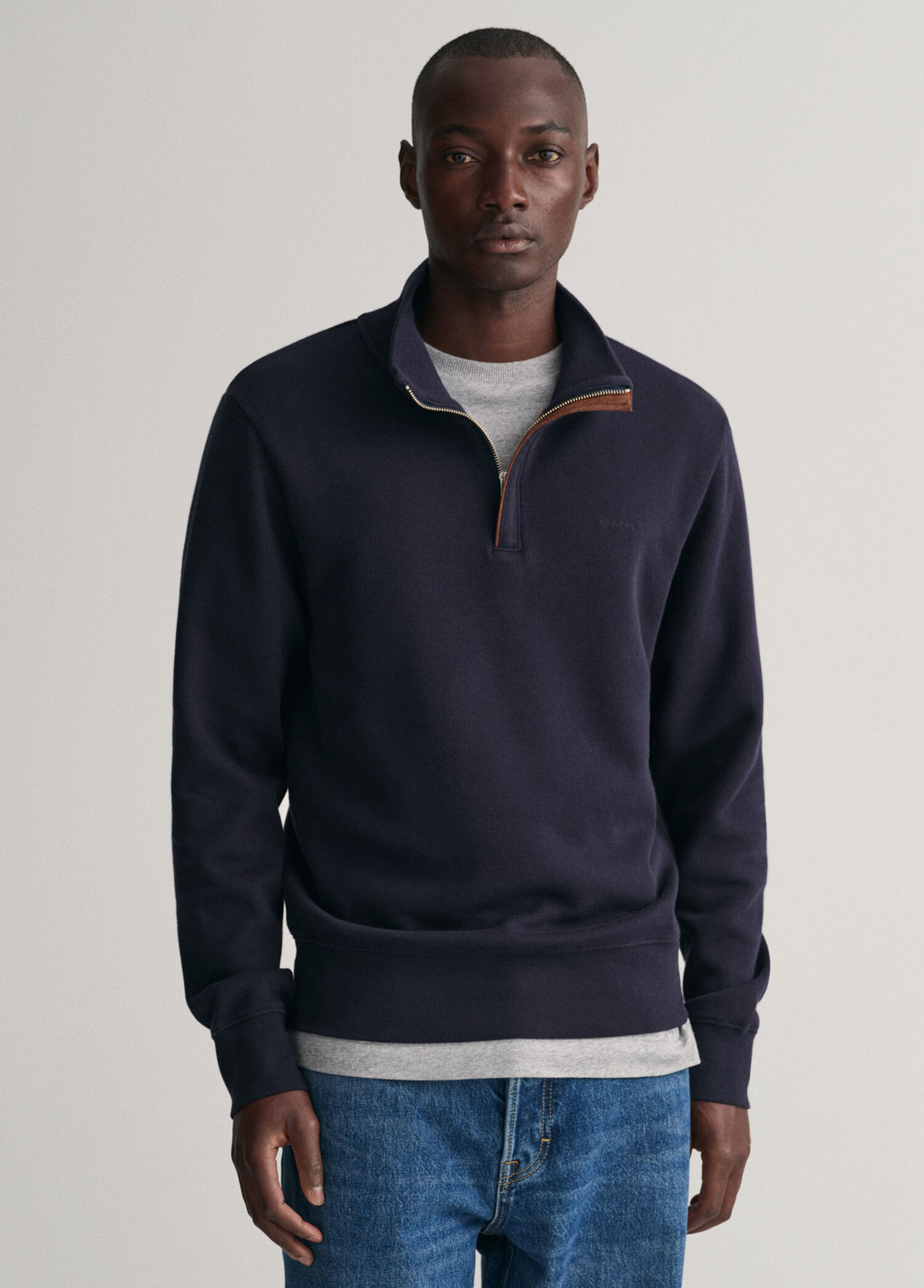 Lacivert Yarım Fermuarlı Regular Fit Erkek Sweatshirt