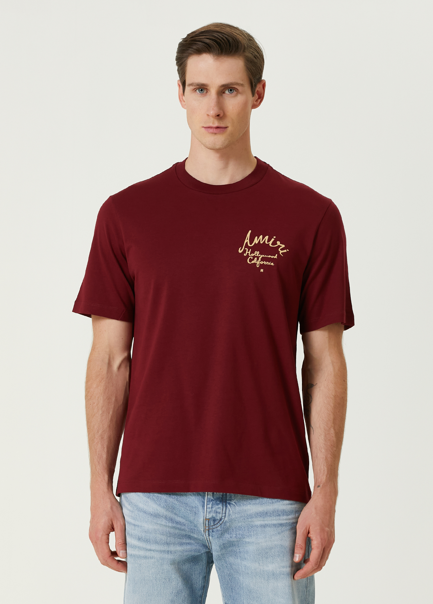 Bordo Logo Nakışlı T-shirt