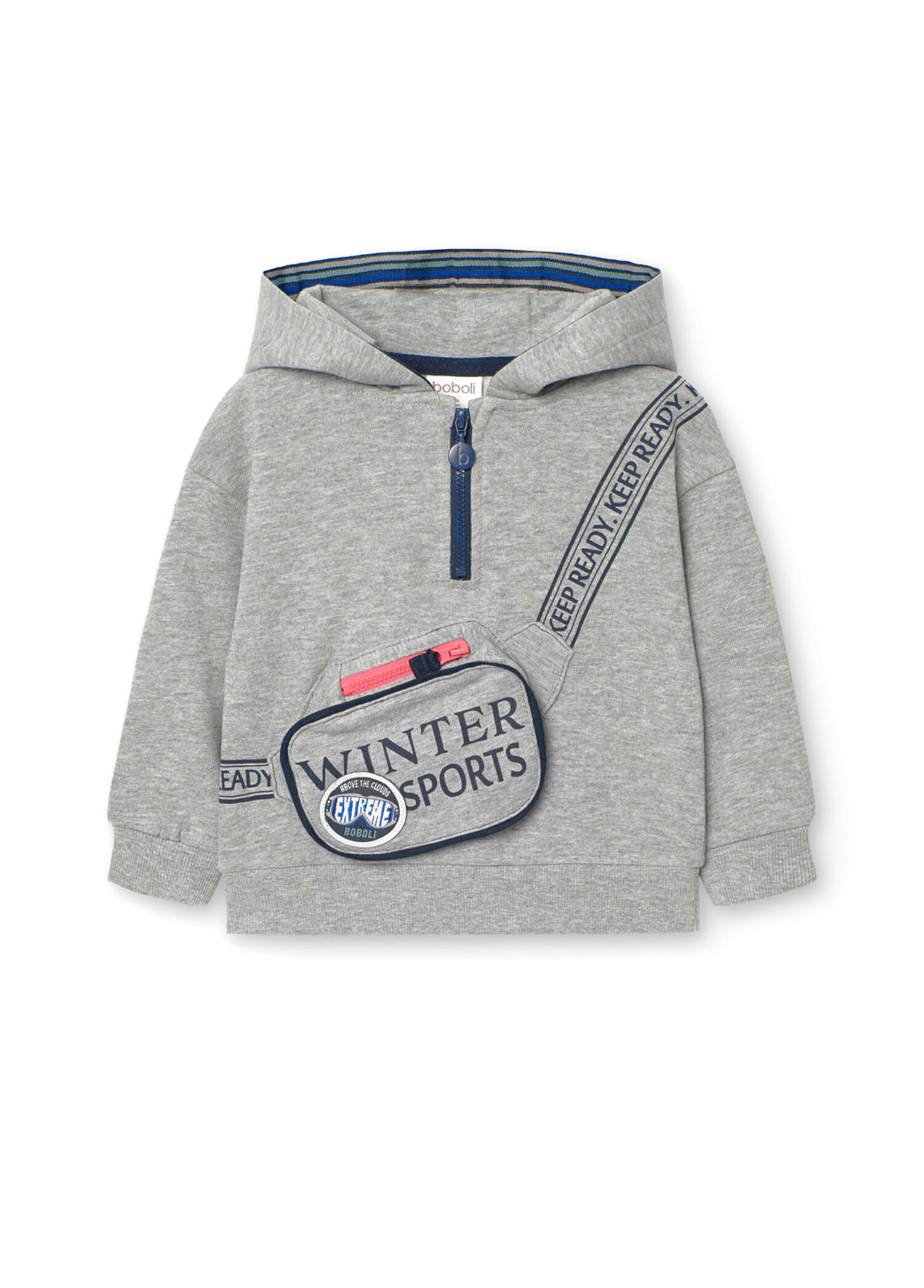 Gri Kapüşonlu Erkek Çocuk Sweatshirt