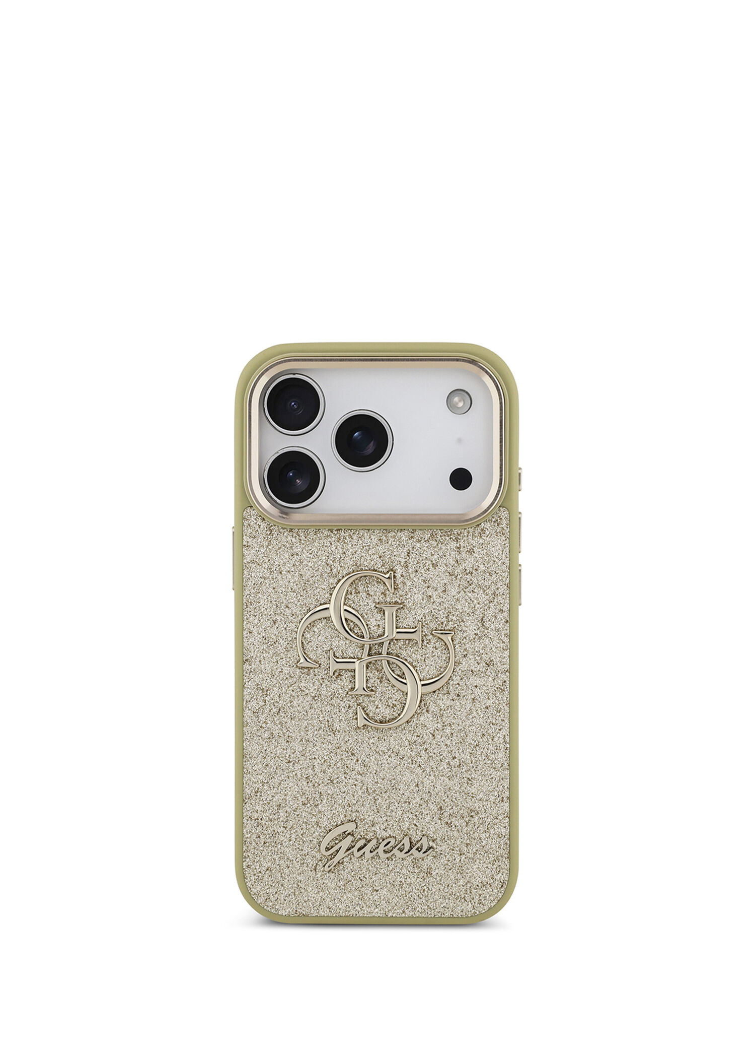 iPhone 17 Pro 4G Glitter Büyük Metal Kamera Çerçeveli Magsafe Uyumlu Gold Telefon Kılıfı
