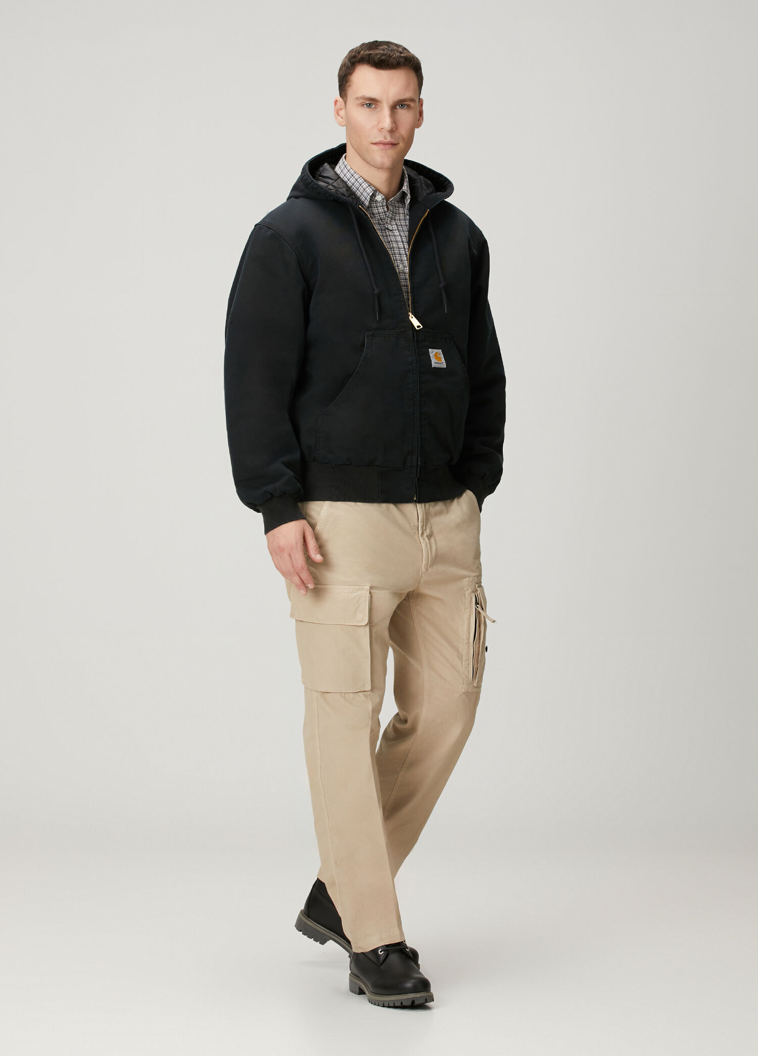 Carhartt WIP - Active Siyah Kapüşonlu Organik Pamuk Mont - Siyah
