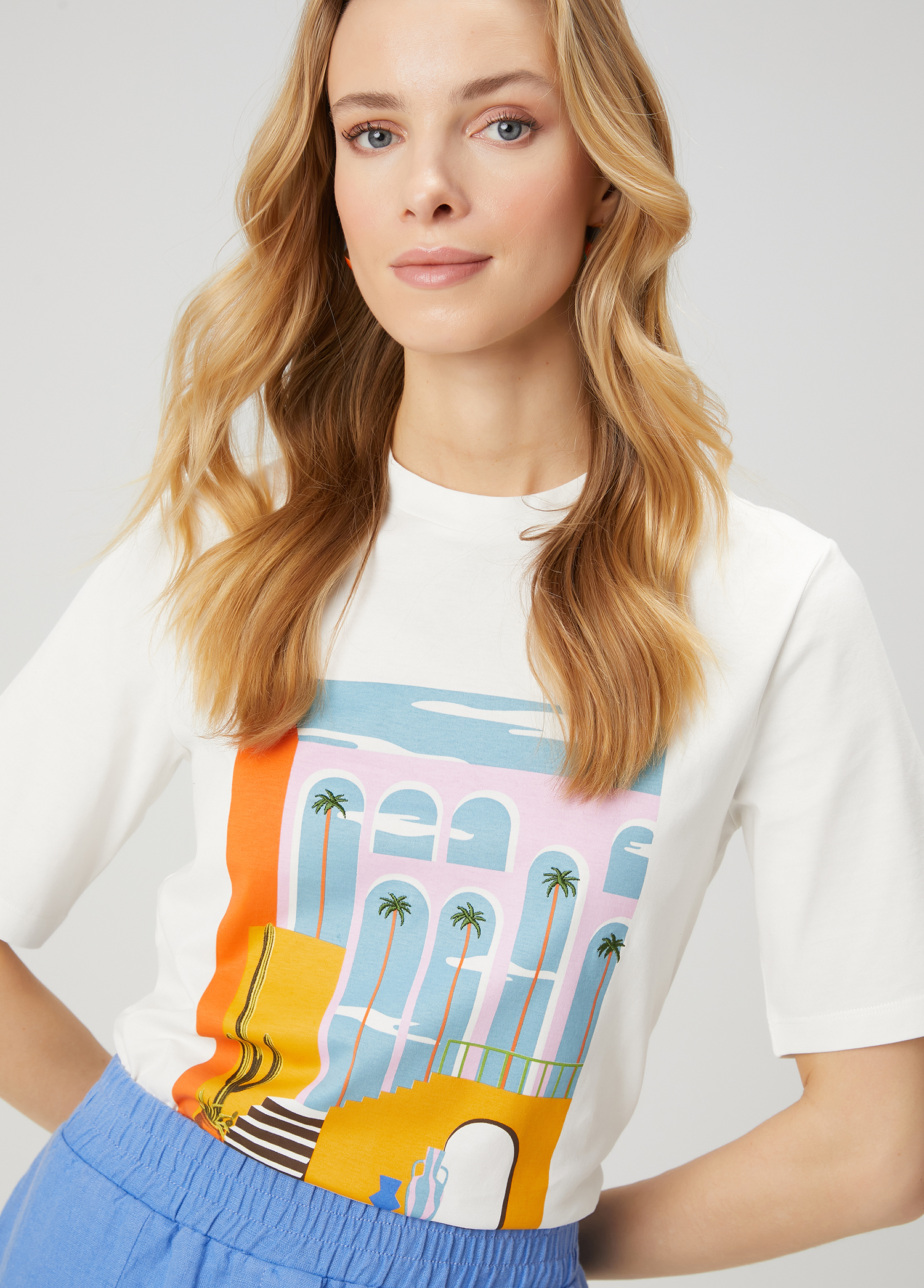 Beyaz Baskılı T-shirt_1