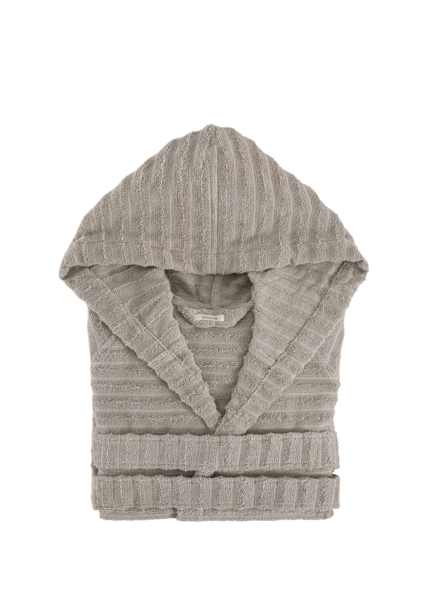 Waved Gri %100 Pamuk Unisex Bornoz