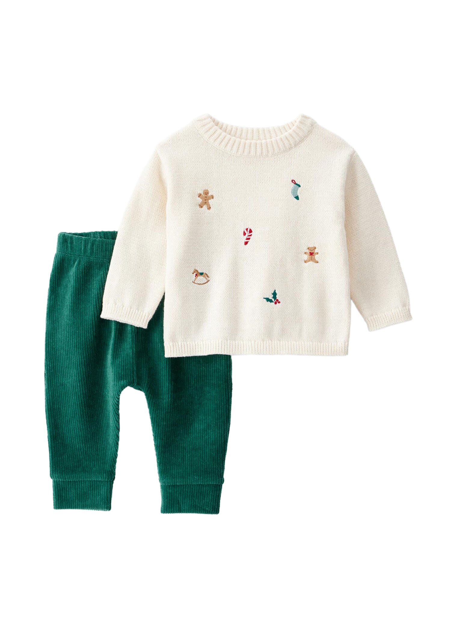 Ekru Kazak ve Pantolon Erkek Bebek 2'li Set