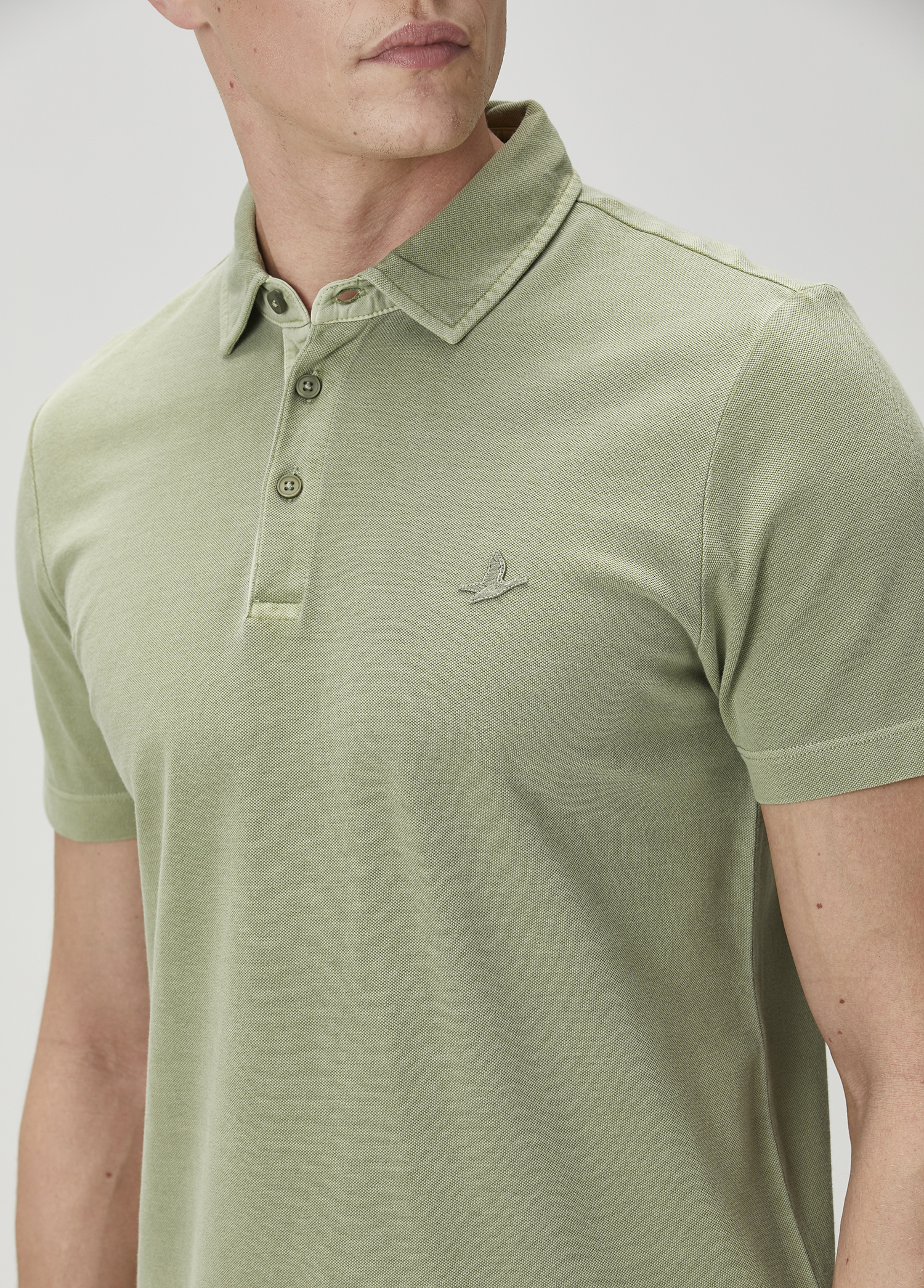 Comfort Fit Açık Haki Polo Yaka T-shirt_4