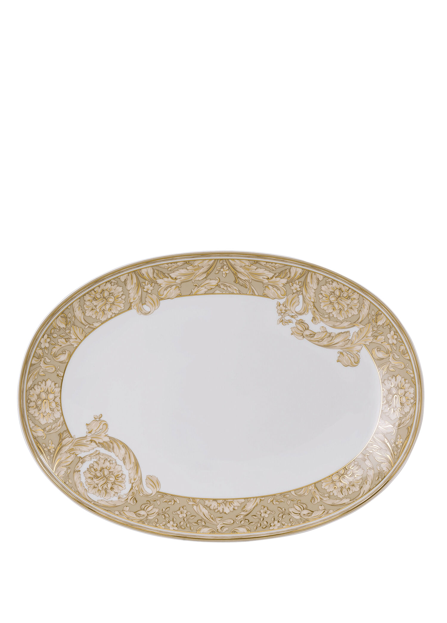 Barocco Bej Porselen Oval Servis Tabağı 33 cm