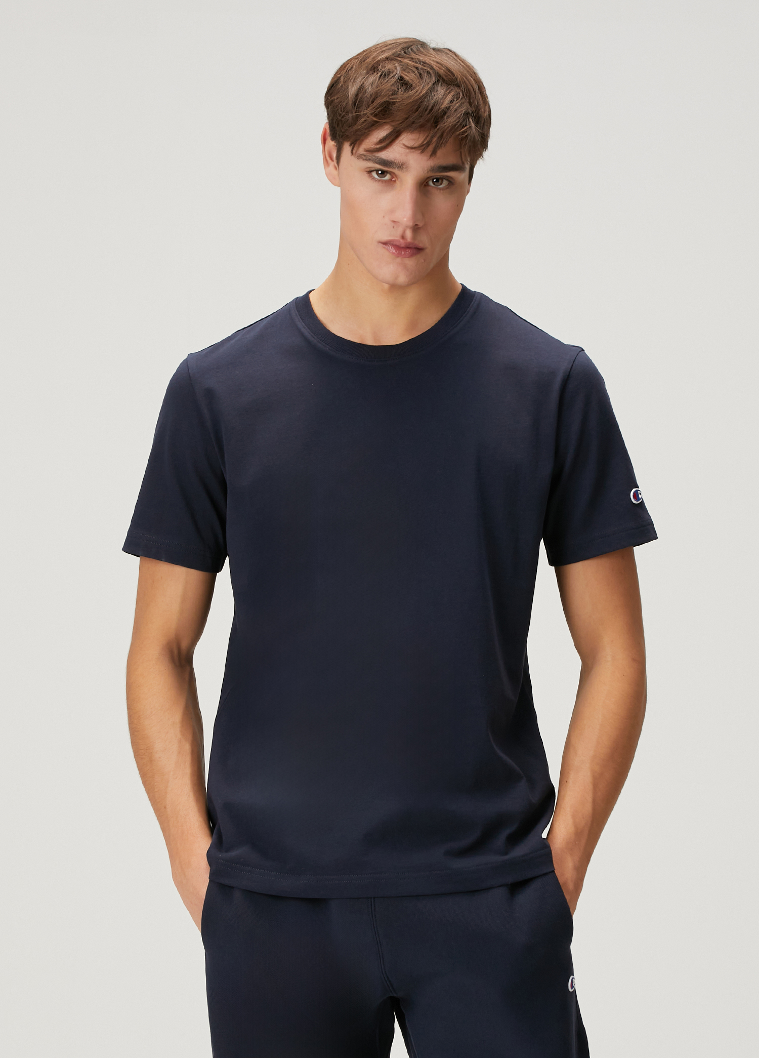 Navy Blue Logo Embroidered T-Shirt