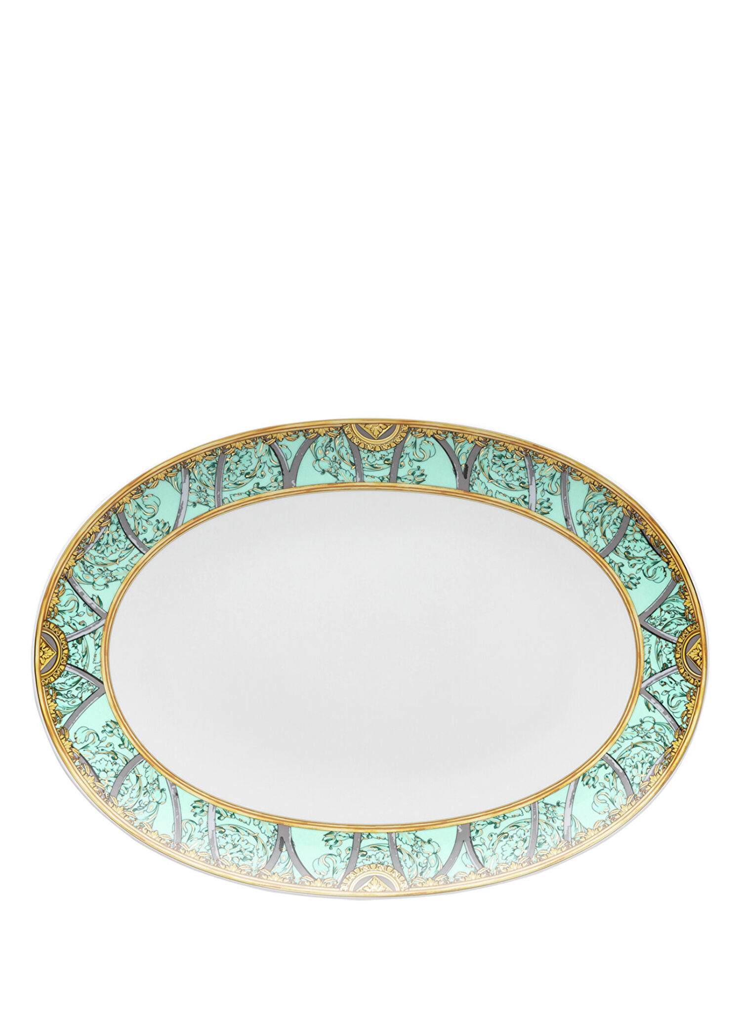 Scala Palazzo Yeşil Porselen Oval Servis Tabağı 33 cm