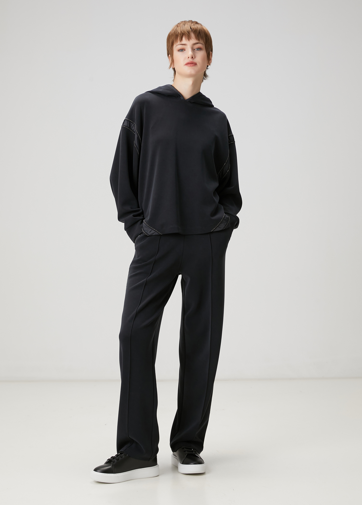 Koyu Mavi Kapüşonlu Sweatshirt_1