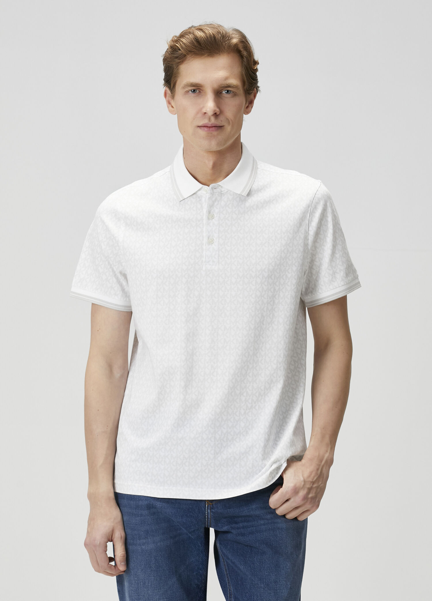Beyaz Logo Desenli Polo T-shirt