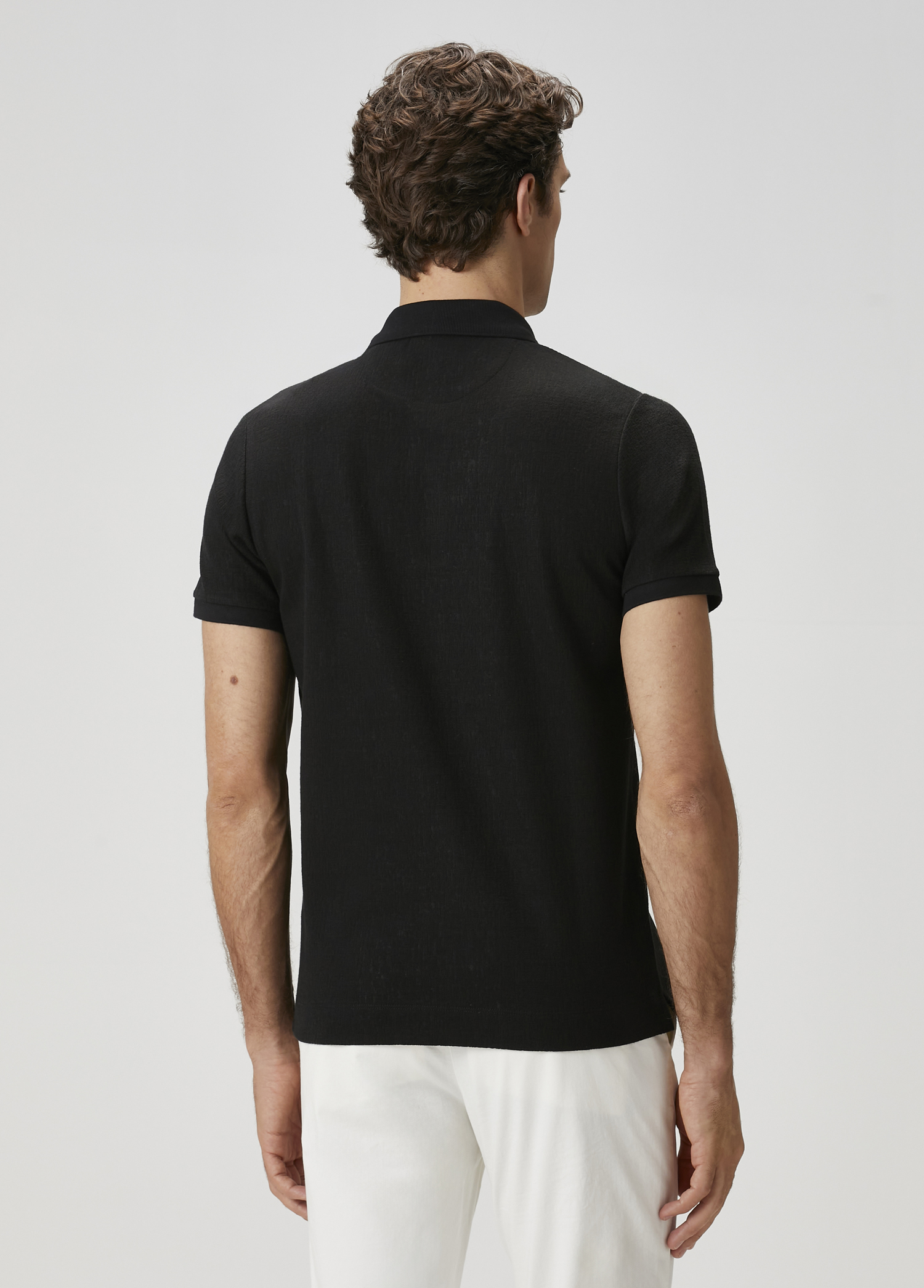 Comfort Fit Siyah Polo Yaka T-shirt_5