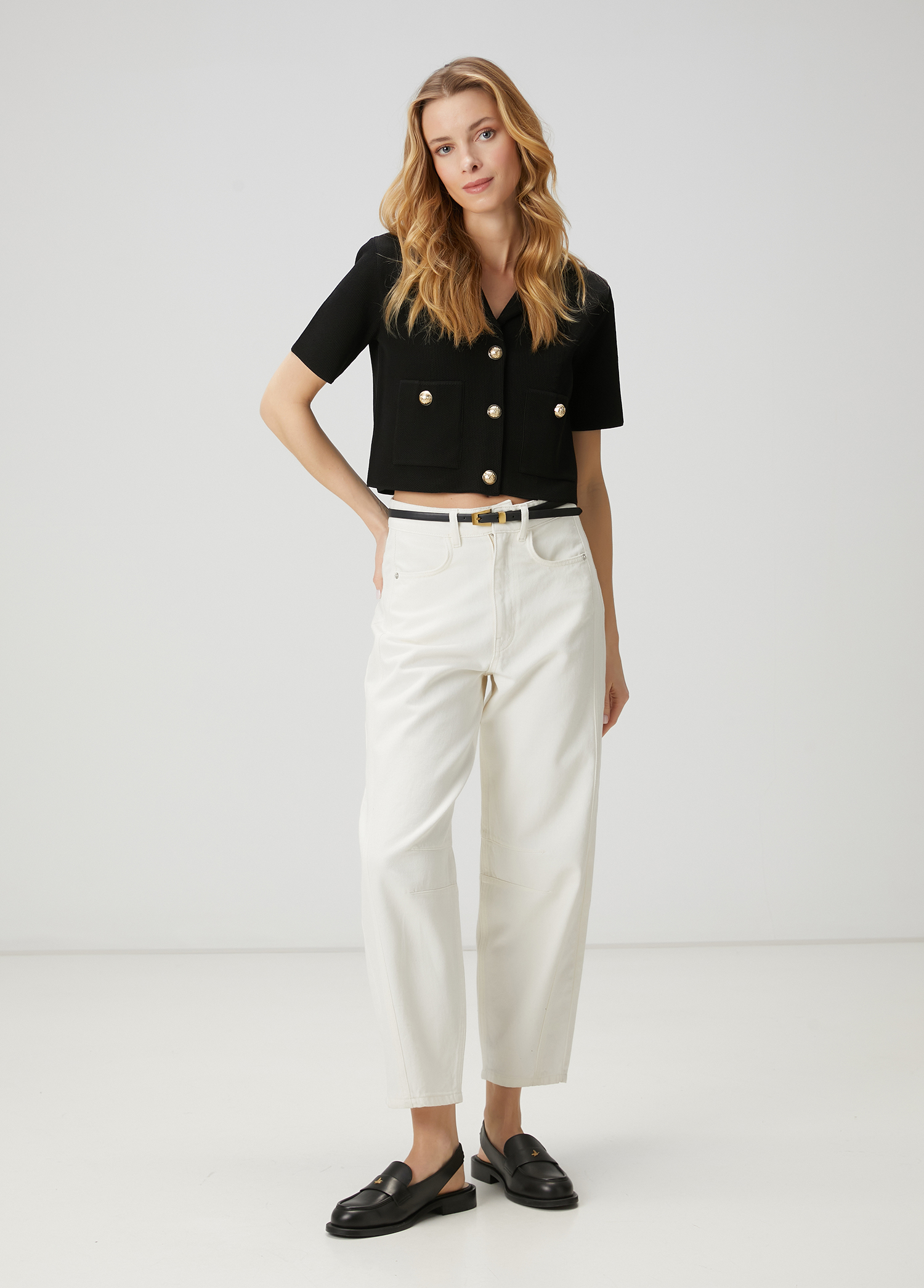 Siyah Crop Triko Ceket_2