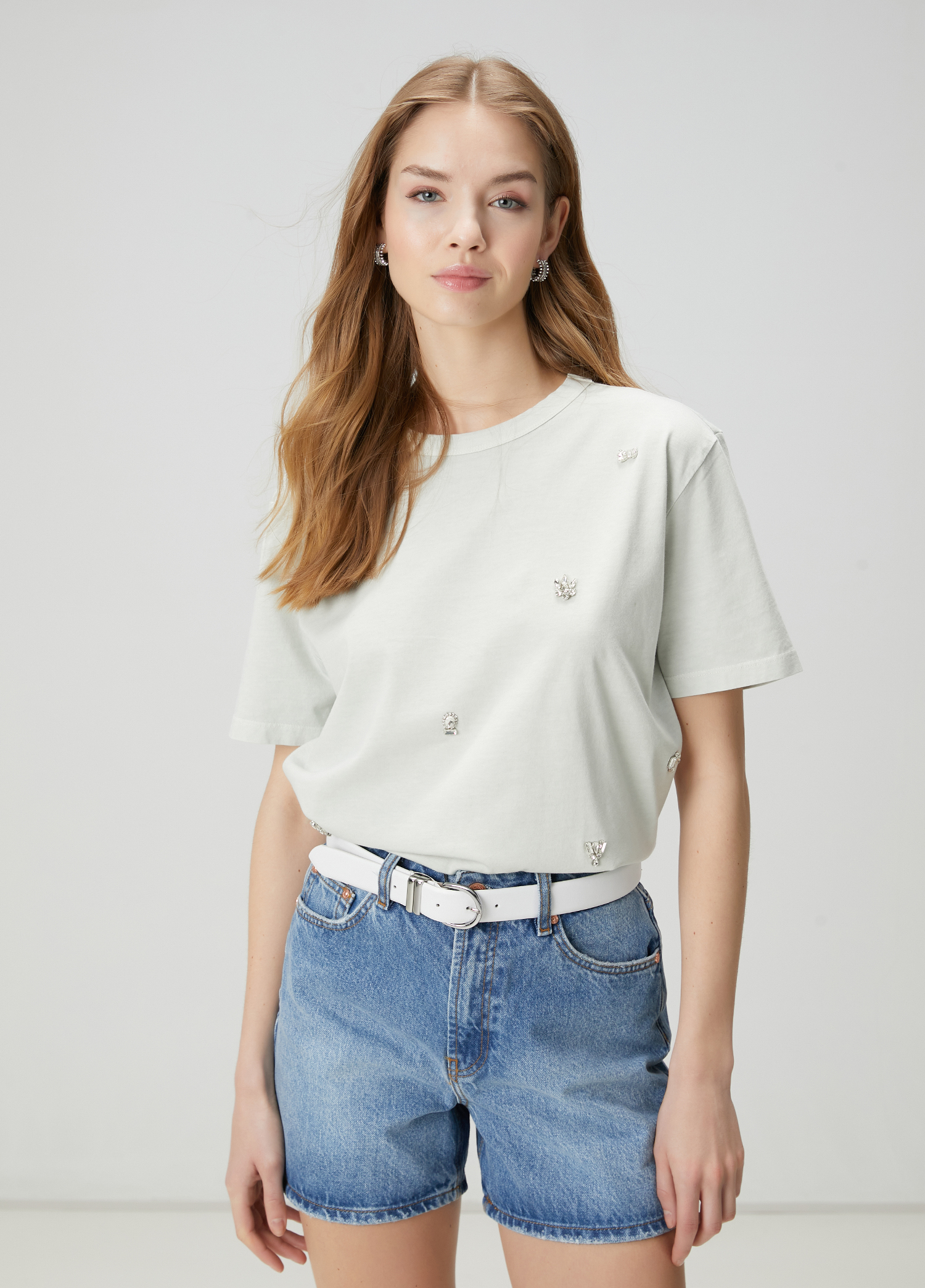 Mint Serpme Taşlı T-shirt_2