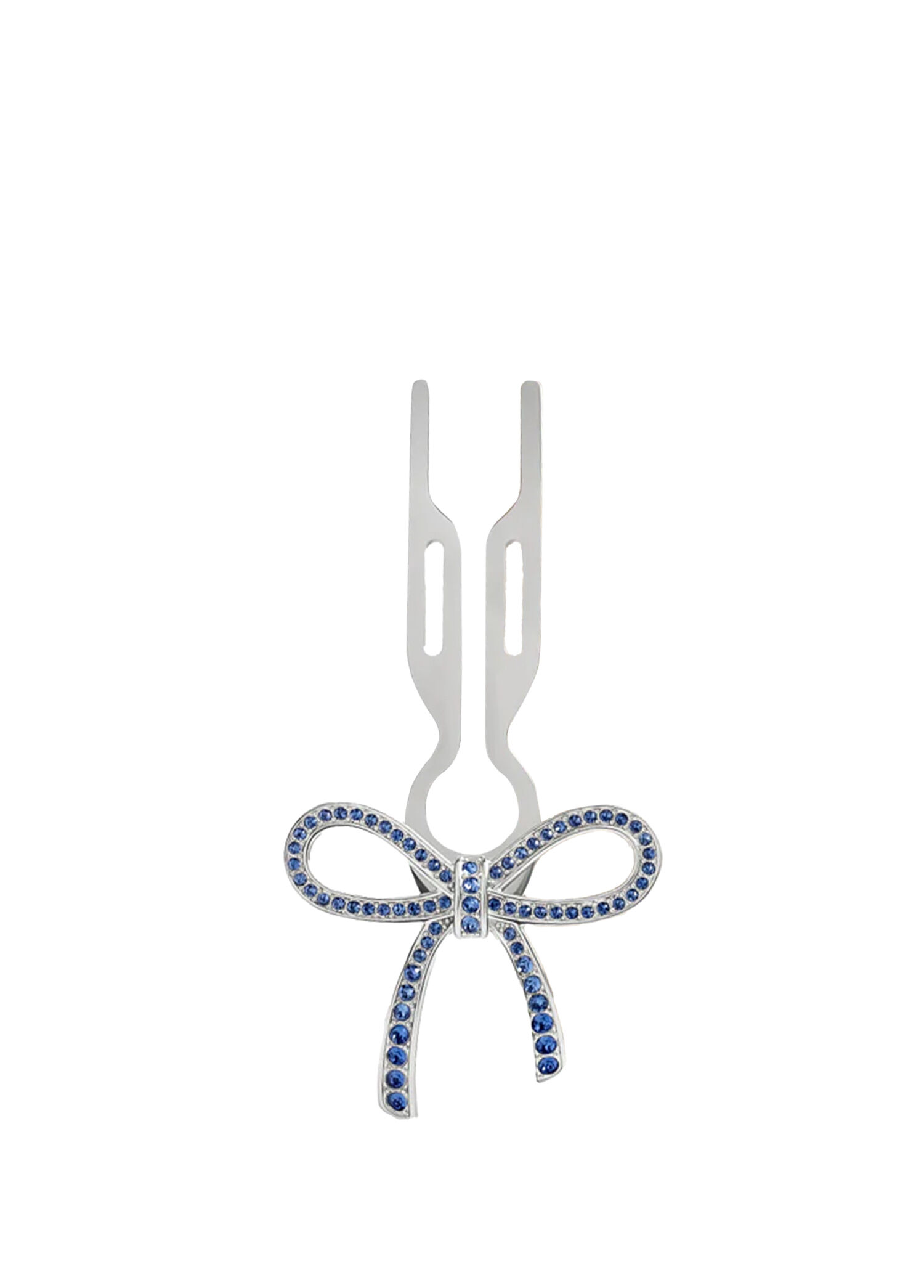 Nº1 Hairpin Ribbon Sapphire Blue Finish White Gold Swarovski Taşlı Kurdeleli Kadın Saç Tokası