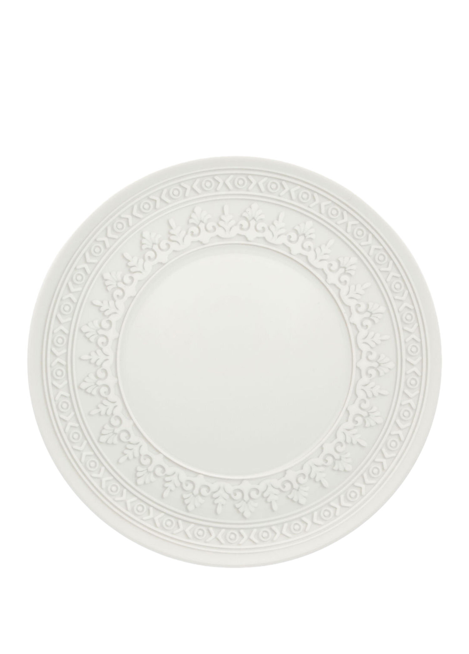 Ornament Beyaz Porselen Pasta Tabağı