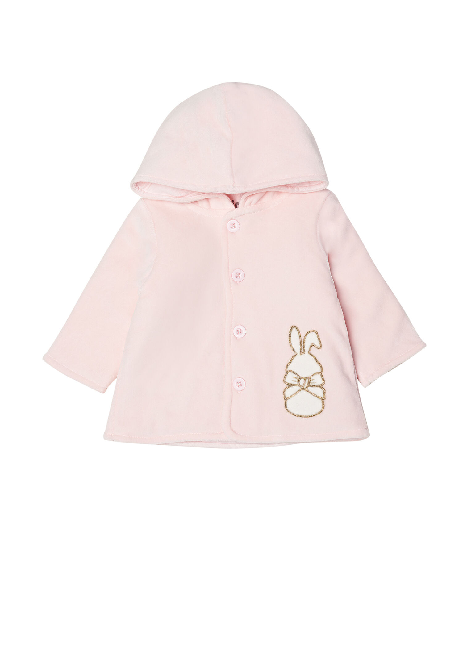 Çıtçıtlı Kapüşonlu Pembe Kız Bebek Hırka