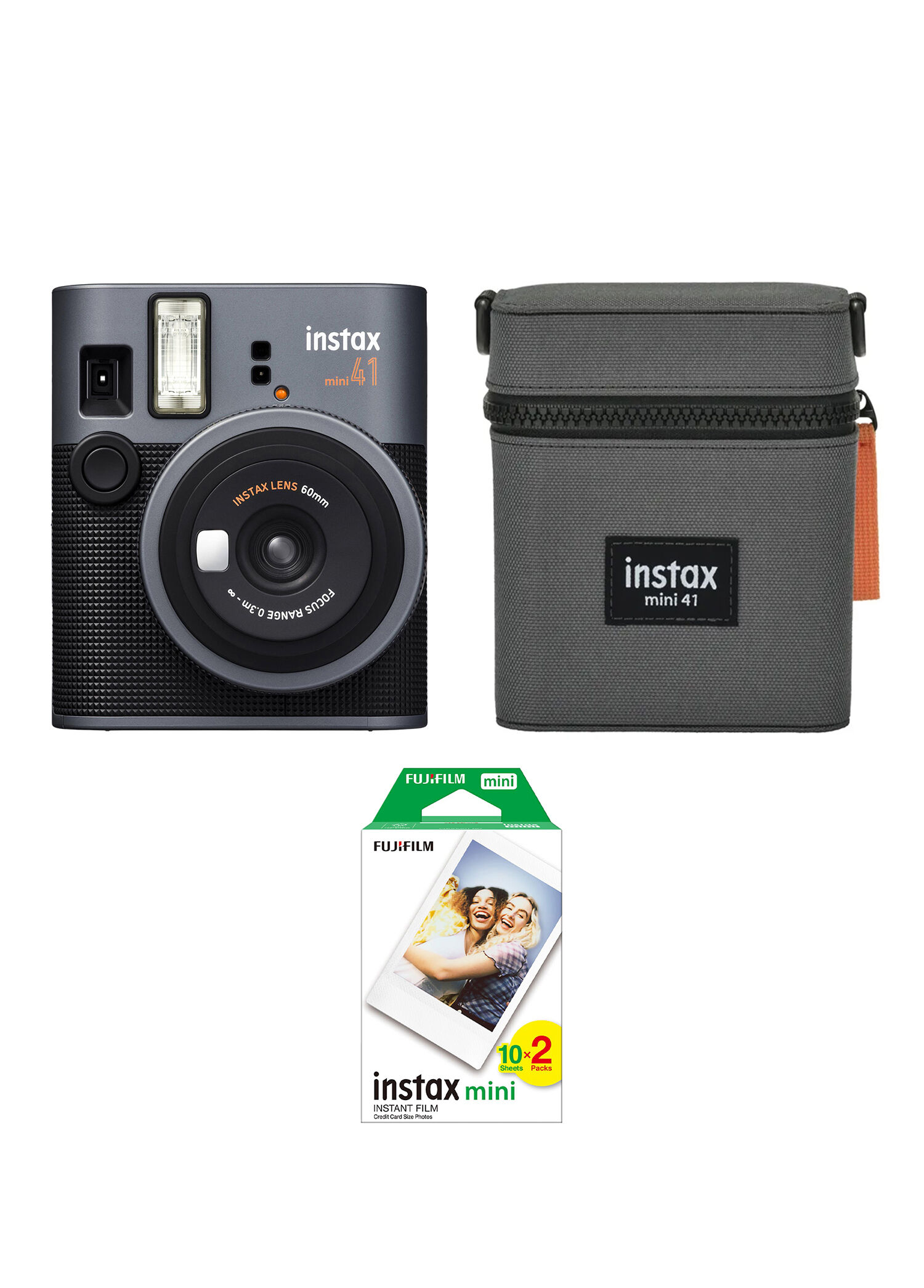 Instax Mini 41 Siyah Analog Şipşak Fotoğraf Makinesi 20'li Film ve Çanta Seti