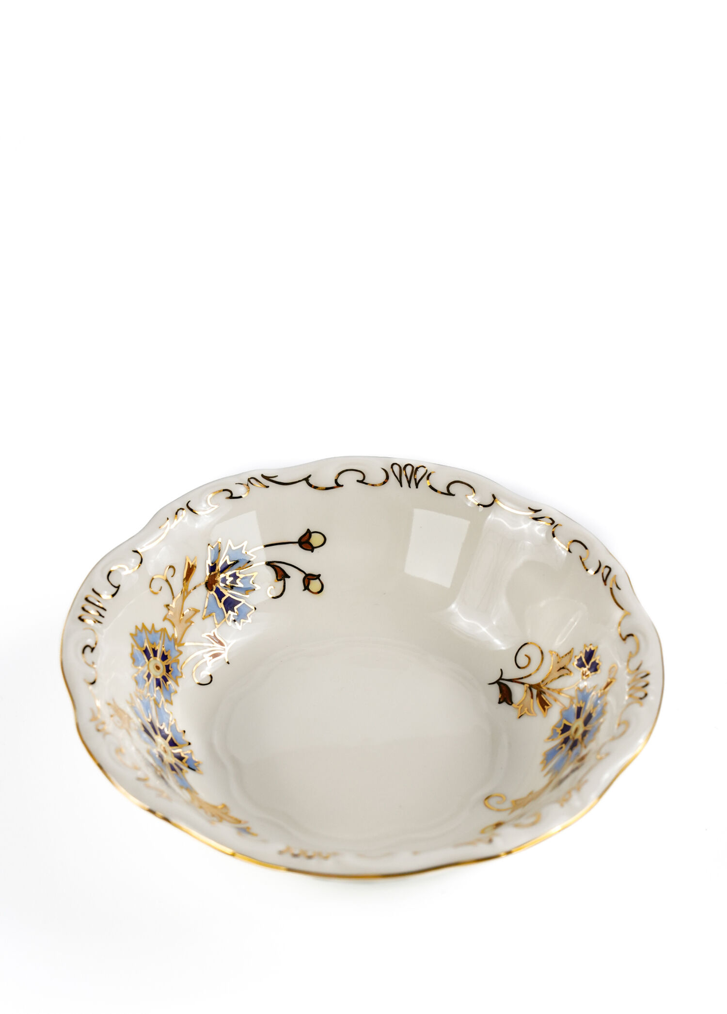 Cornflower Renkli Desenli Porselen Küçük Boy Salata Kasesi 13.5 cm