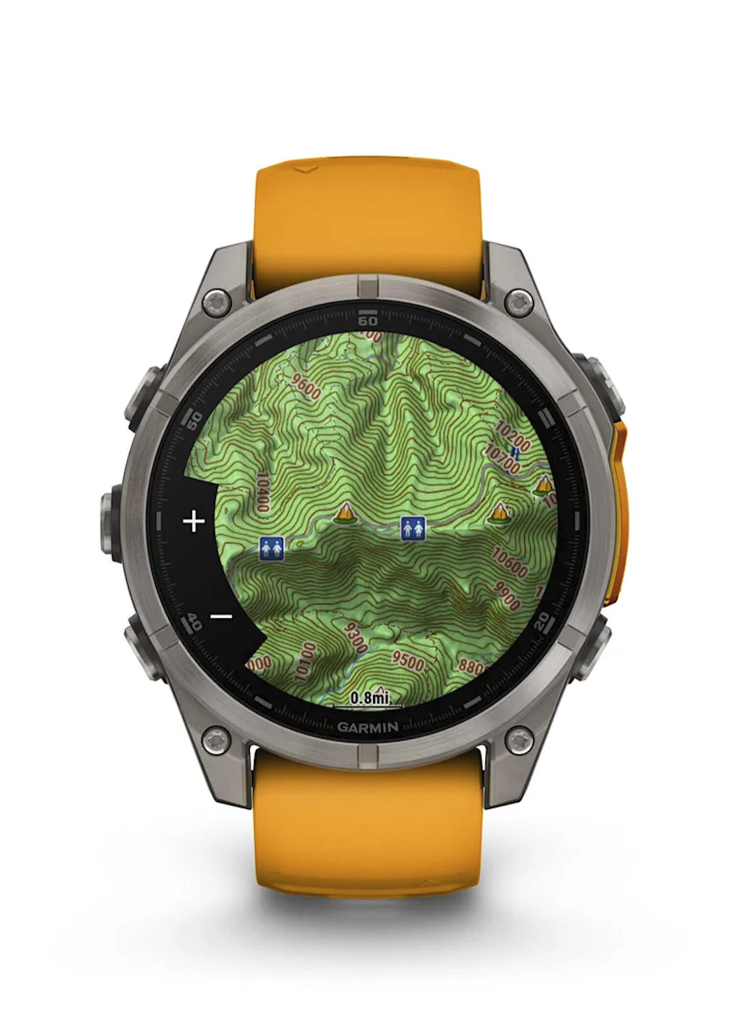 Garmin - Fenix 8 Amoled Sapphire Turuncu Titanyum 47mm Silikon