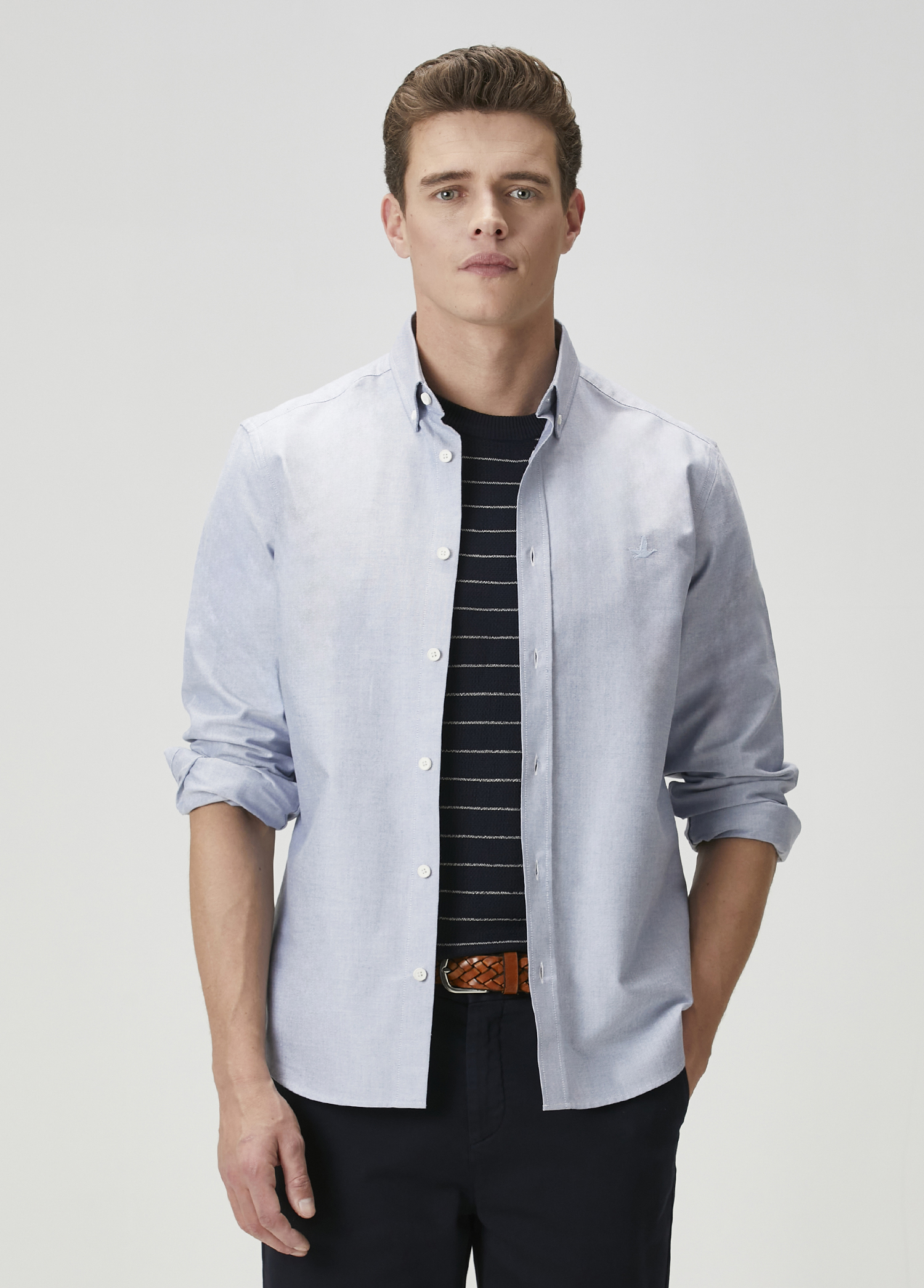 Comfort Fit Indigo Oxford Gömlek_1