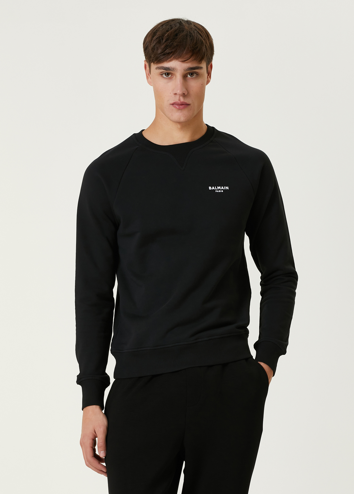 Siyah Logo Detaylı Organik Pamuk Sweatshirt