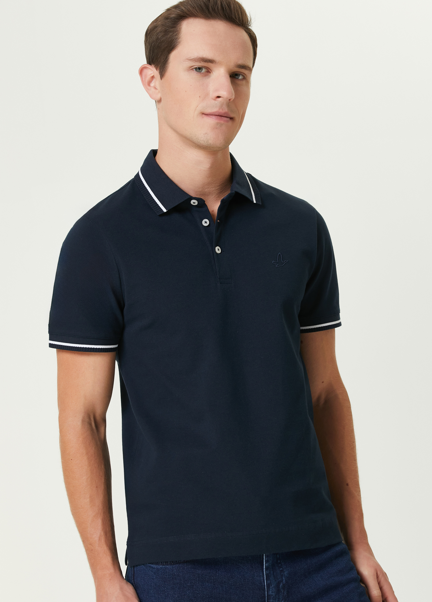 Slim Fit Lacivert Polo Yaka T-shirt_1