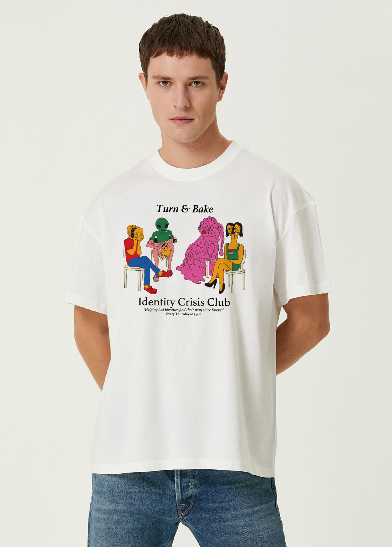 Identity Baskılı Beyaz Kısa Kollu Erkek T-shirt