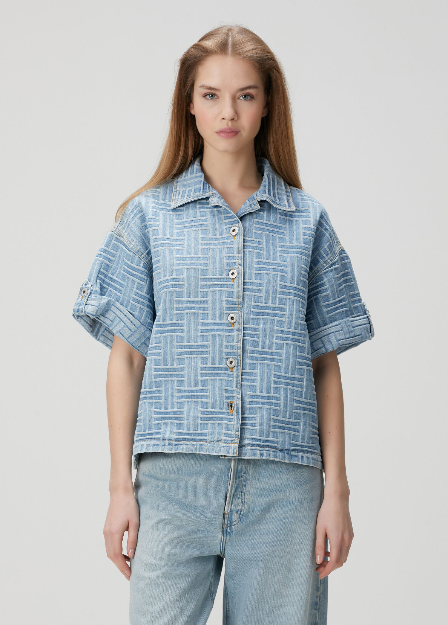 Kenzo Weave Mavi Denim Gömlek