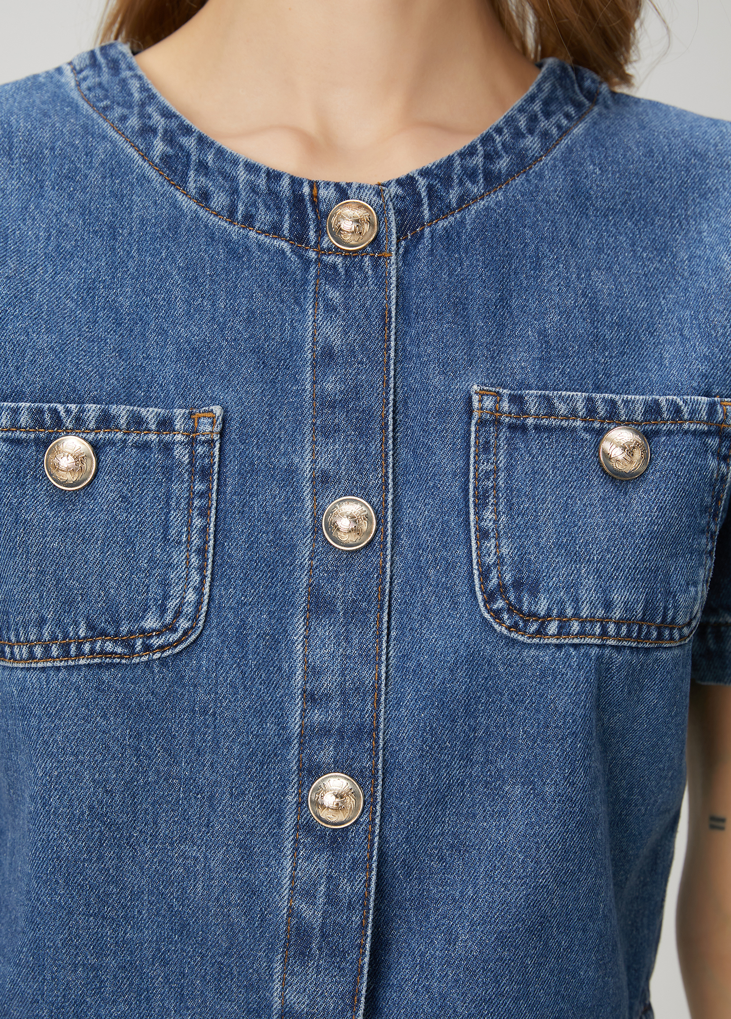 Mavi Kısa Kol Denim Ceket_3