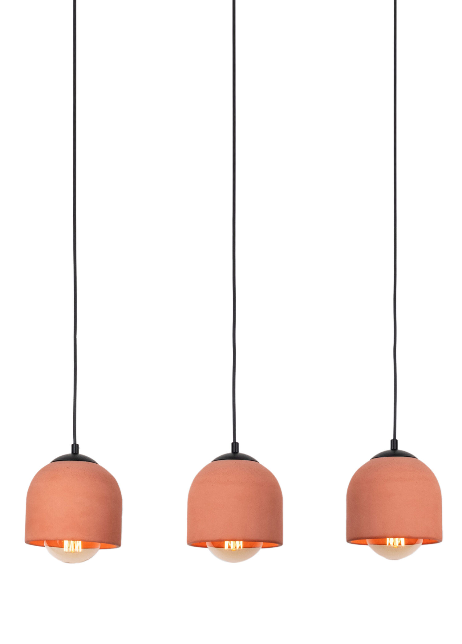 Terracotta Beton 3'lü Sıralı Sarkıt Avize