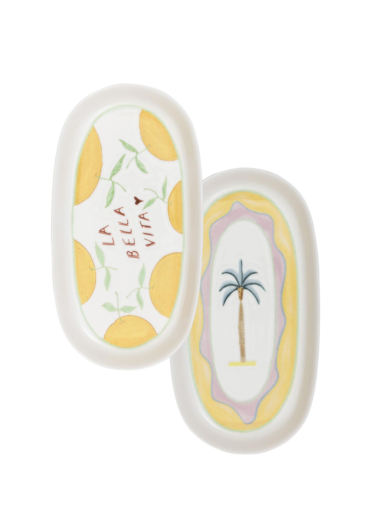 Italian Summer Desenli Seramik 2'li Oval Servis Tabağı 29 cm
