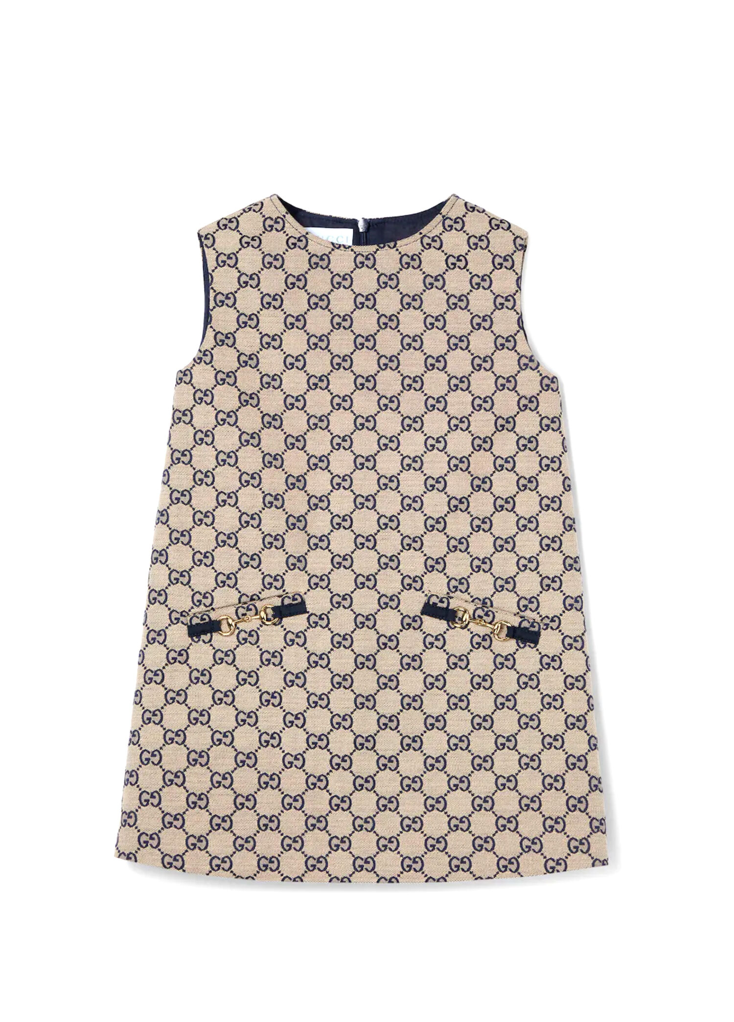 Gucci - Mavi Logo Jakarlı Kız Çocuk Elbise - Mavi