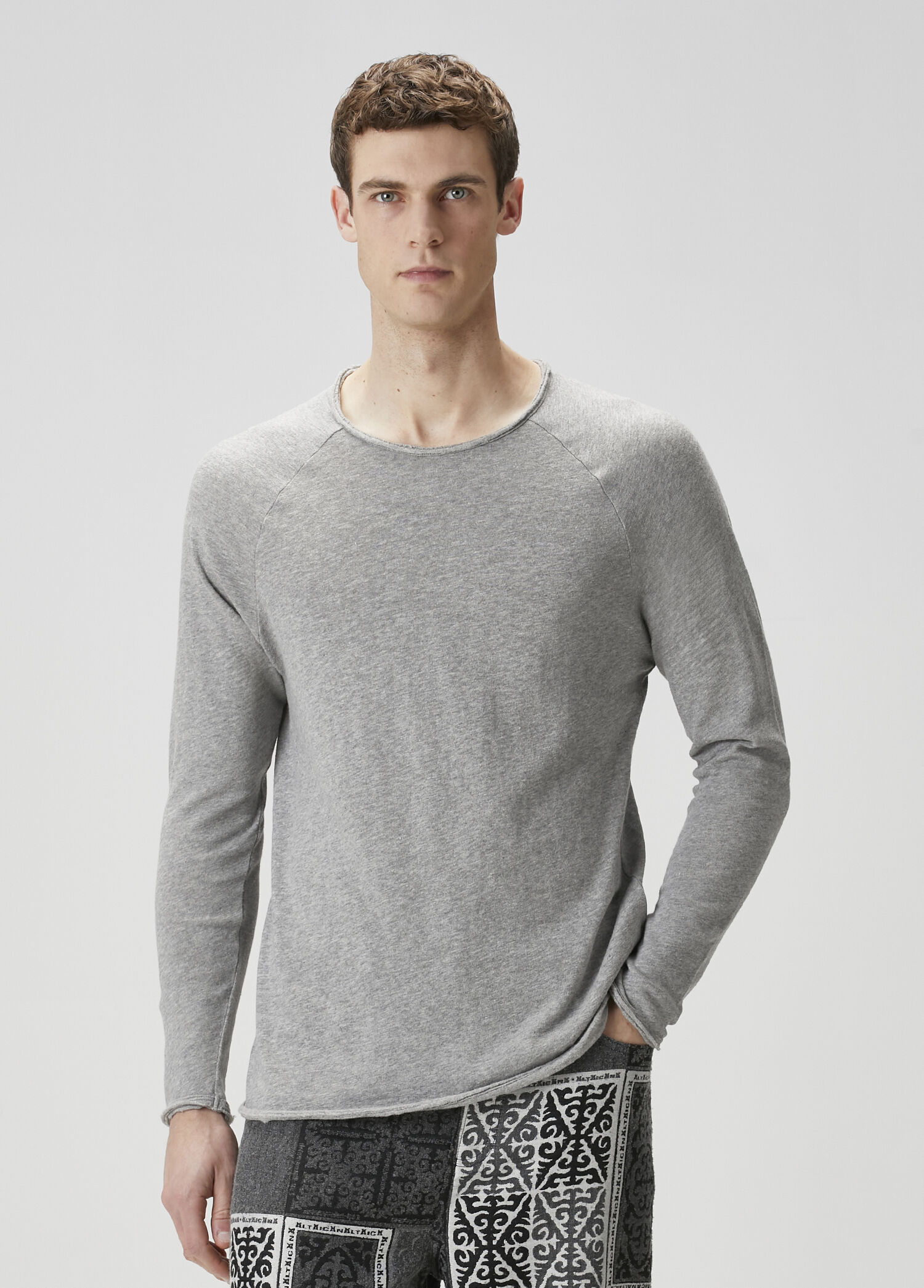 Gri Uzun Kollu T-shirt