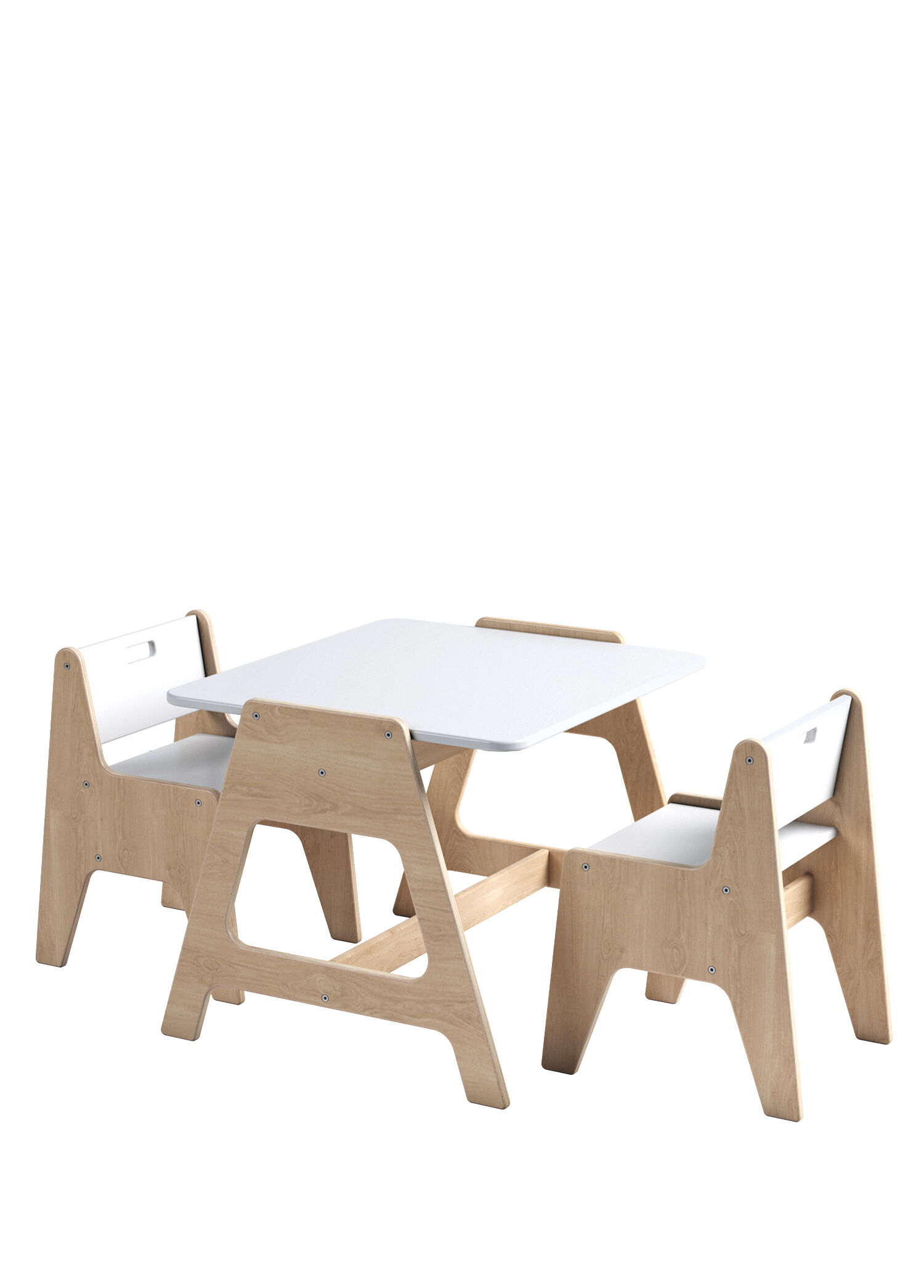 Cotable Beyaz Ahşap Çocuk Aktivite Masa Takımı