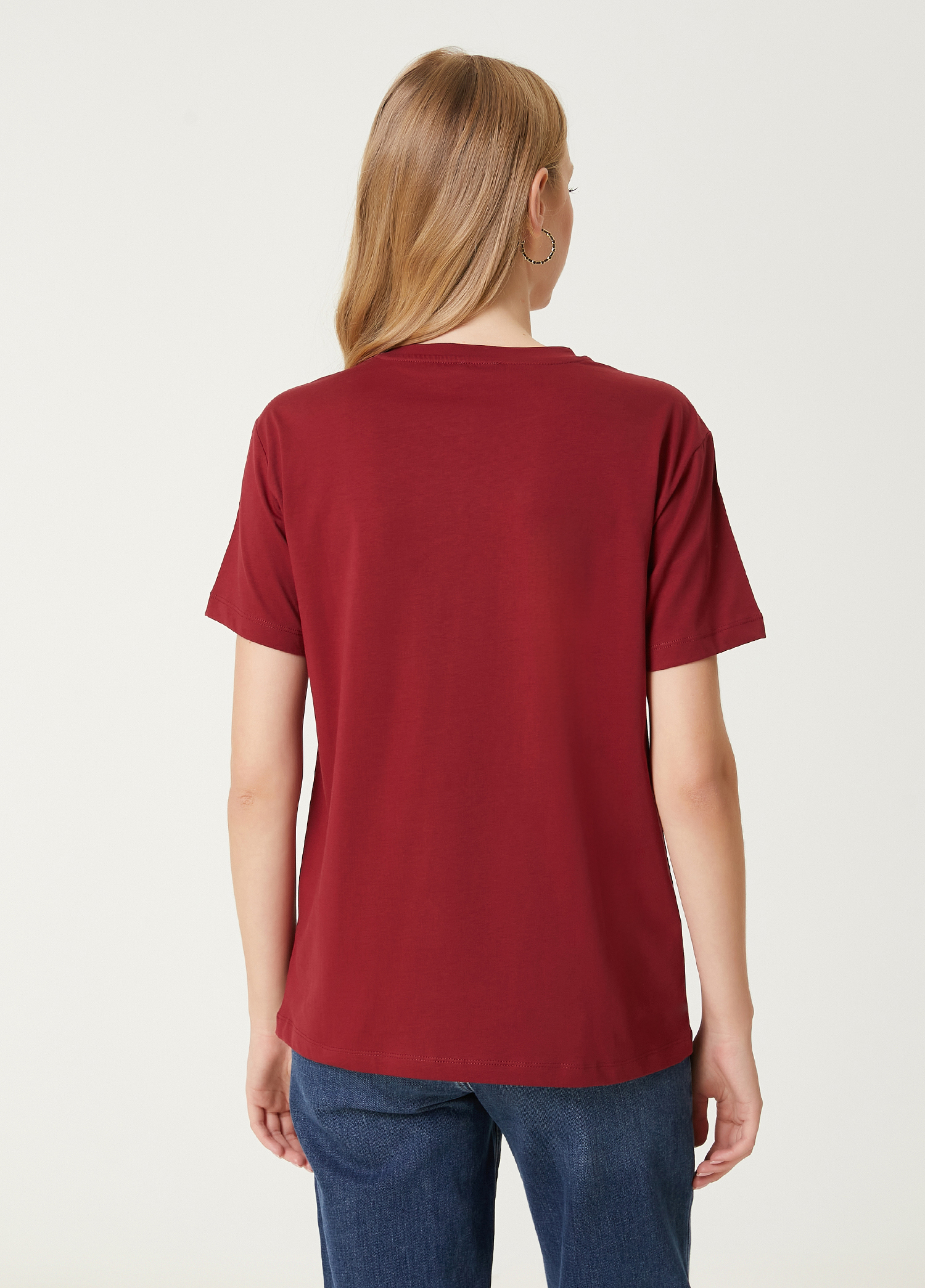 Bordo Logo Baskılı T-shirt_5