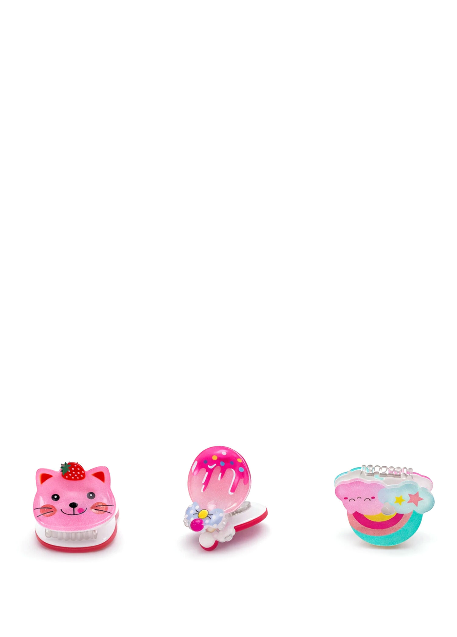 Strawberry Cat Kız Çocuk 3'lü Mini Figür Toka Seti