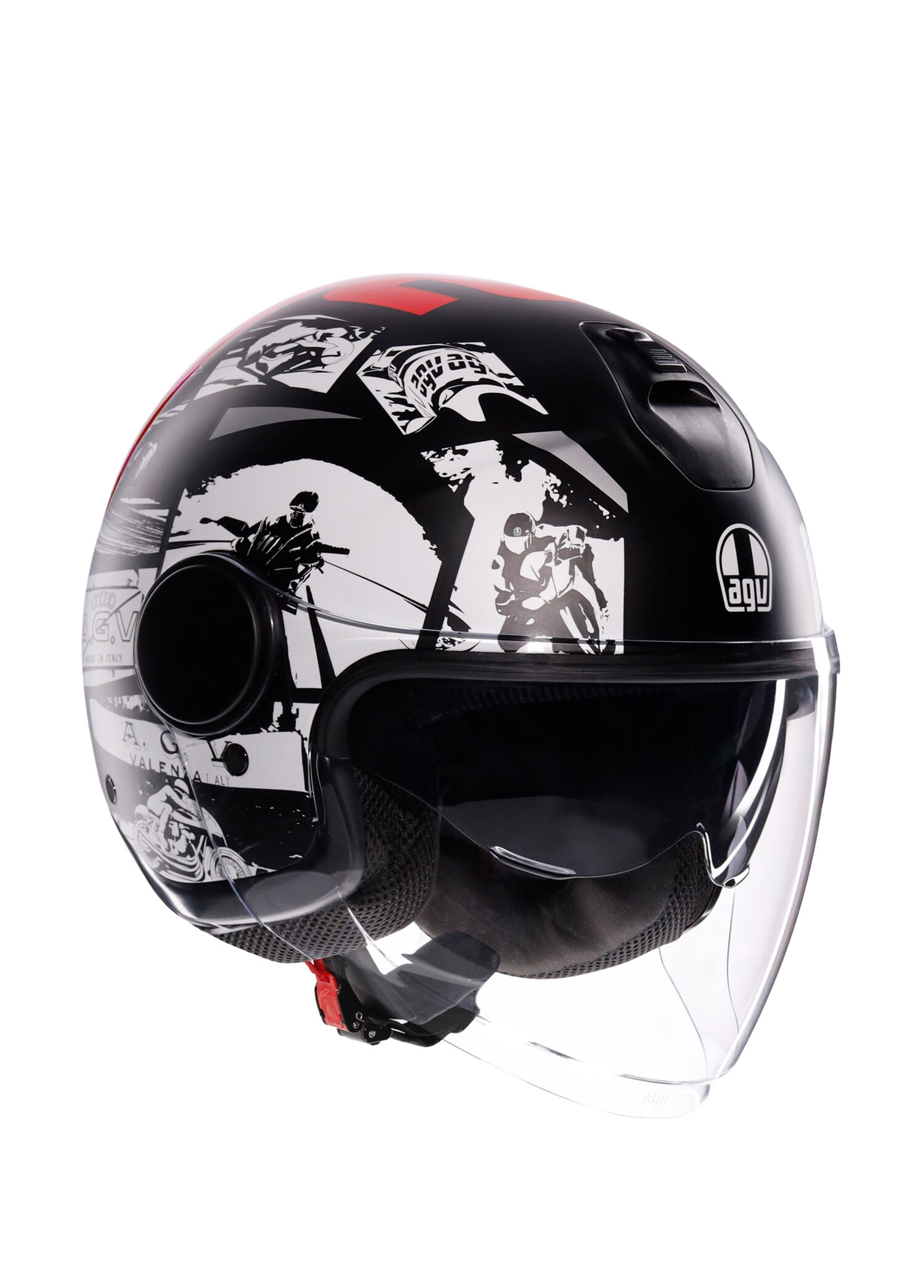 Eteres History Matt Black White Red Açık Motosiklet Kaskı