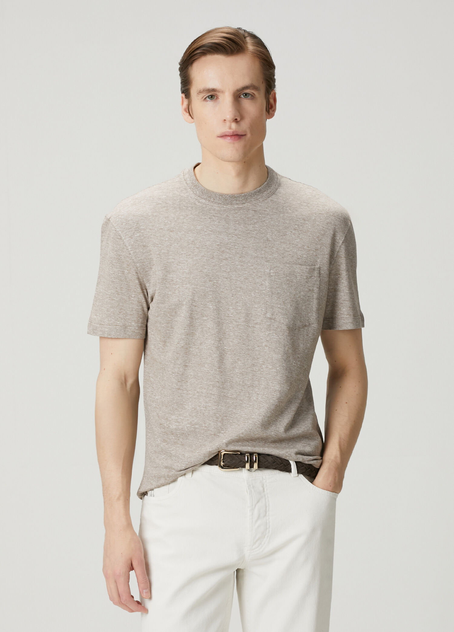 Kahverengi Keten T-shirt