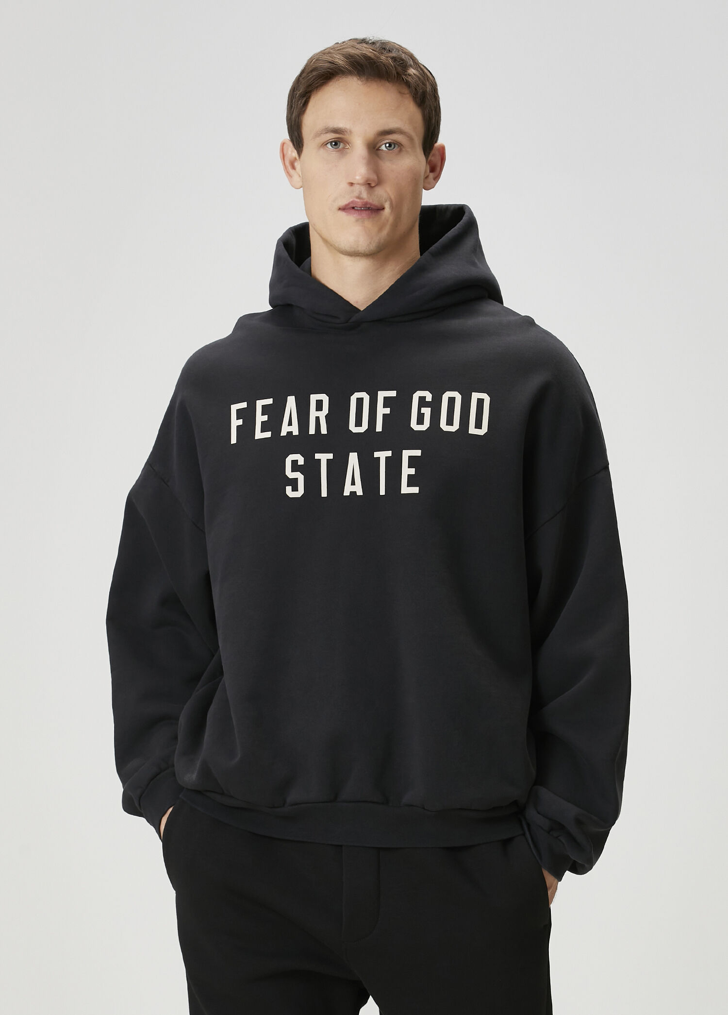 Fear Of God Essentials Siyah Erkek Siyah Kapüşonlu Logo Baskılı