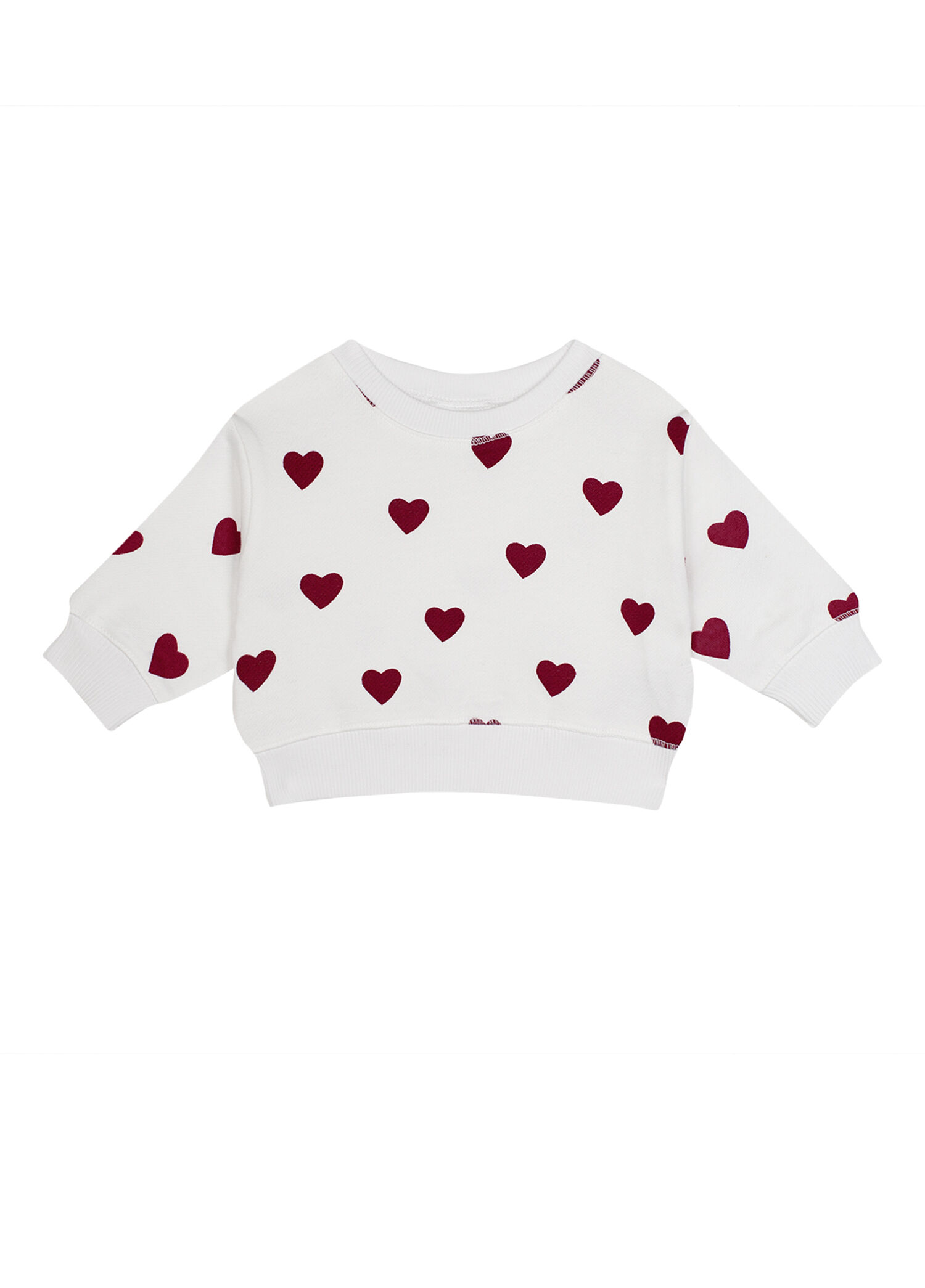Kalp Desenli Beyaz Kız Bebek Sweatshirt
