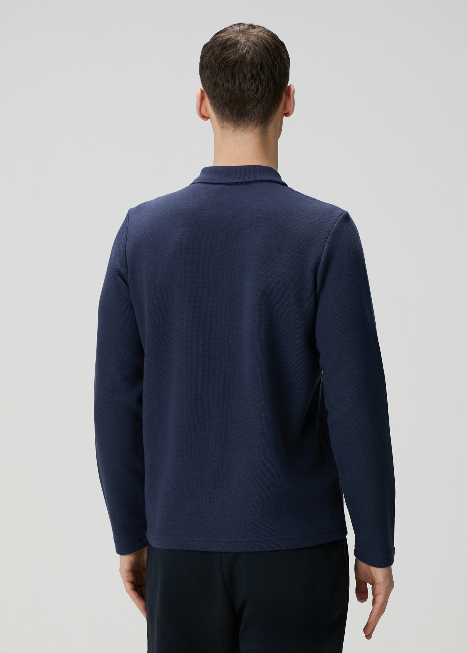 Lacivert Polo Yaka Sweatshirt_3